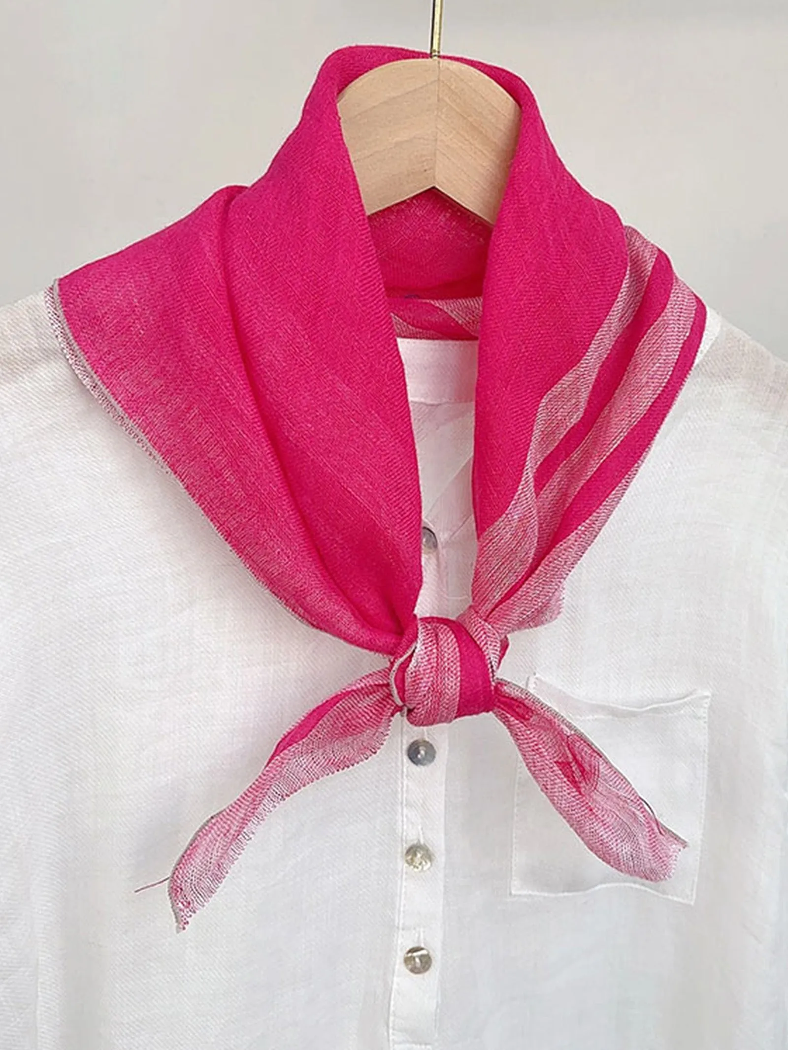 100% Linen Striped Woven Light Square Scarf sold by Lintico product image thumbnail 5