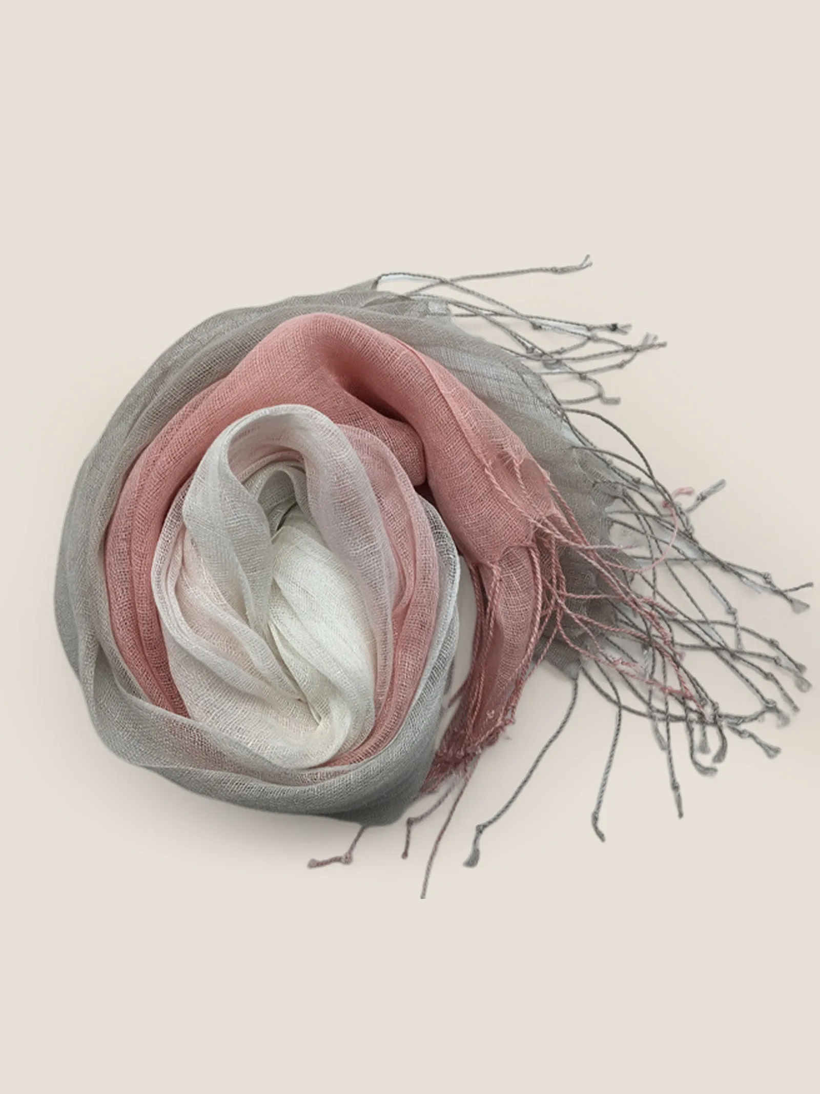 Linen Gradient Fringed Light Scarf sold by Lintico product image thumbnail 4
