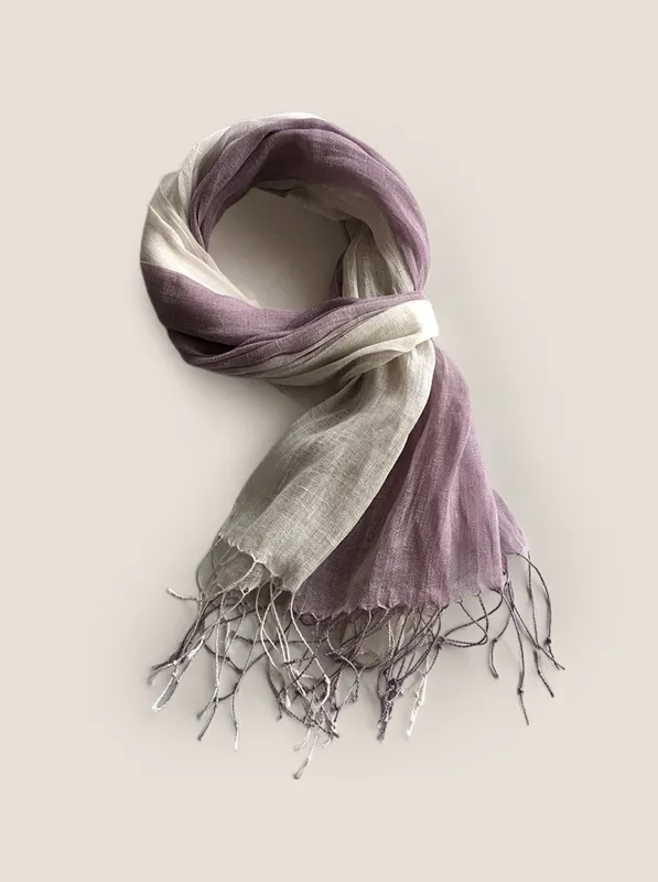 Linen Gradient Fringed Light Scarf sold by Lintico