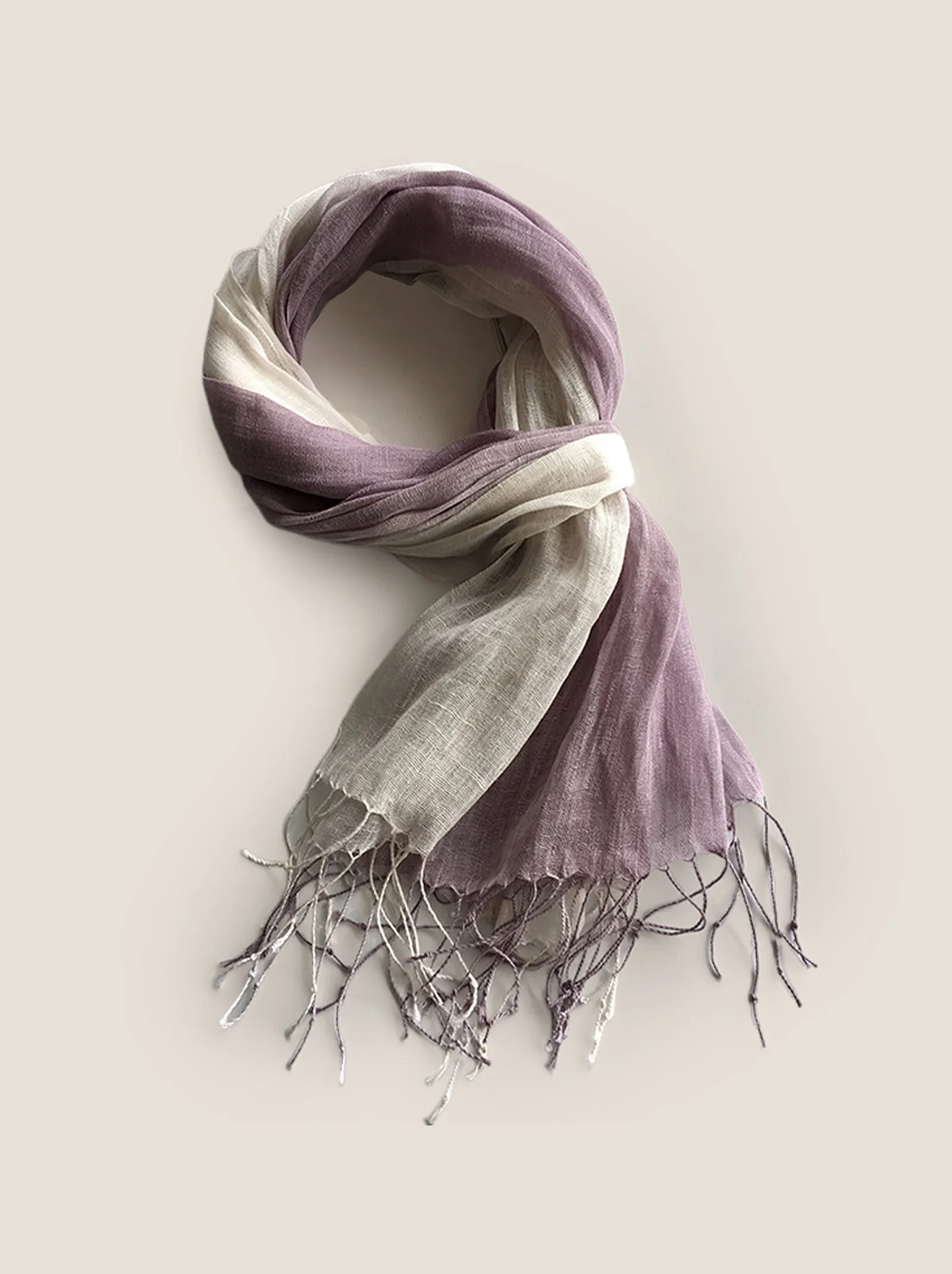 Linen Gradient Fringed Light Scarf sold by Lintico