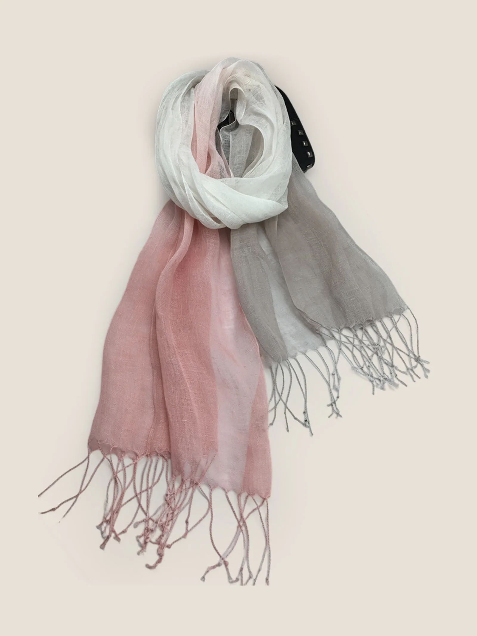 Linen Gradient Fringed Light Scarf sold by Lintico product image thumbnail 3