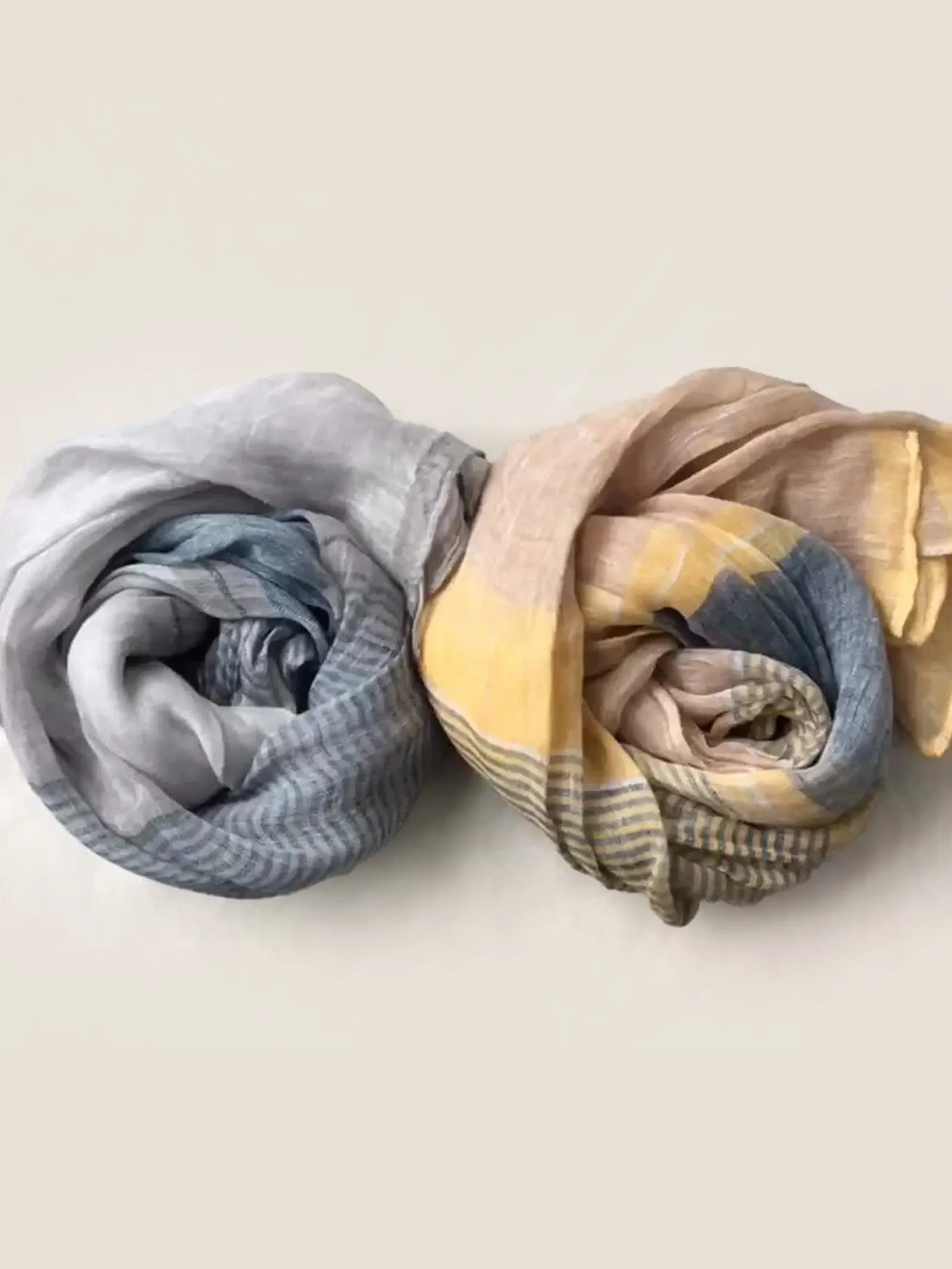 Linen Striped Color-Block Scarf sold by Lintico product image thumbnail 5