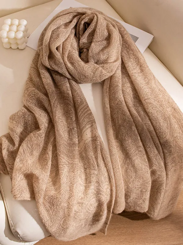 100% Cashmere Printed Hand-Knit Shawl Scarf sold by Lintico