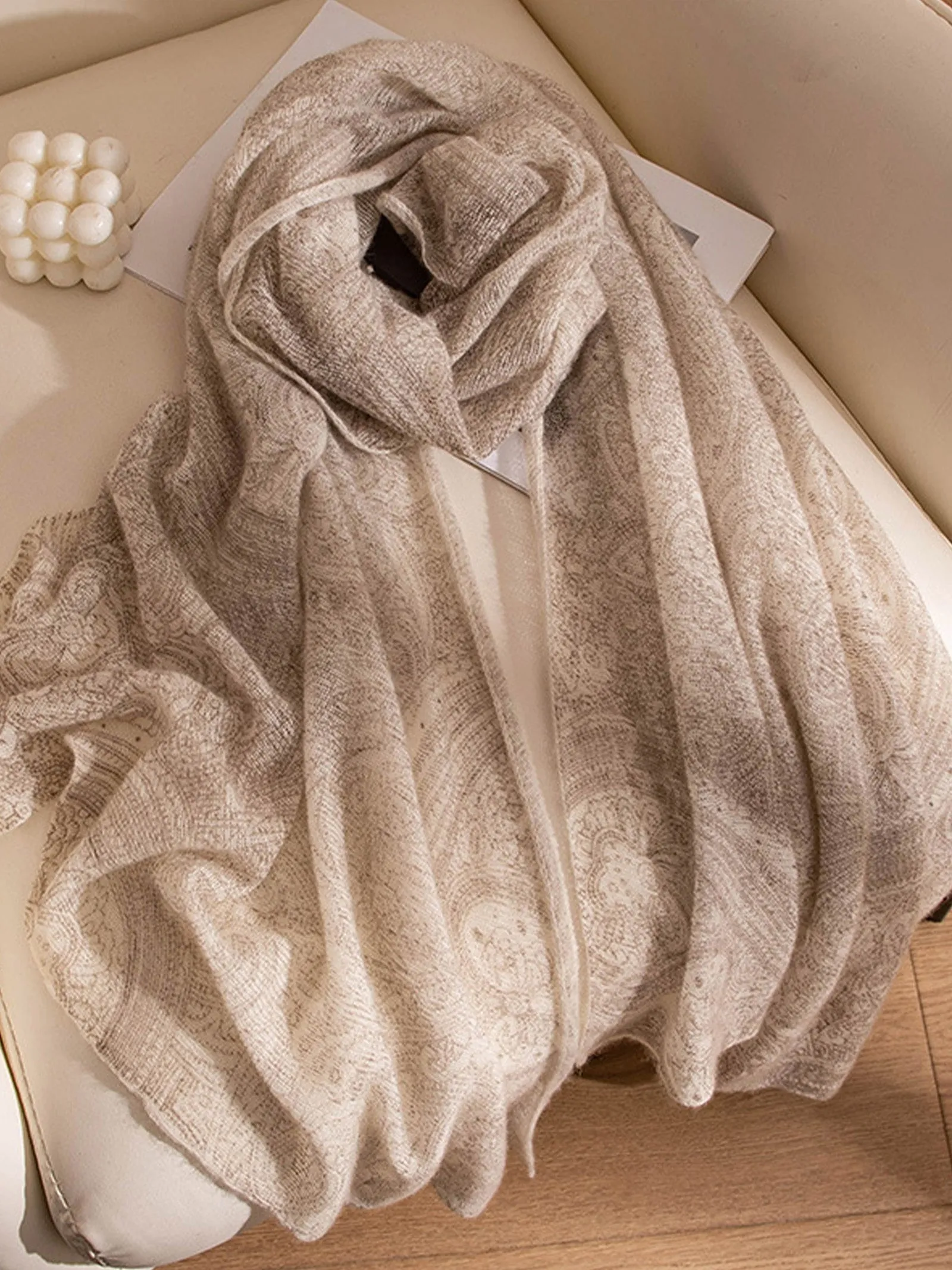 100% Cashmere Printed Hand-Knit Shawl Scarf sold by Lintico product image thumbnail 2