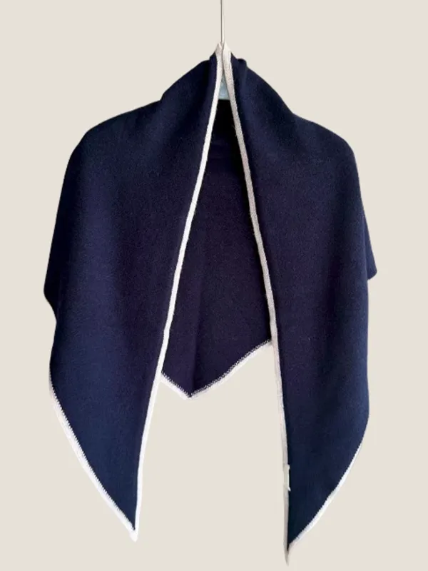 Wool Contrast Stitch Shawl Scarf sold by Lintico