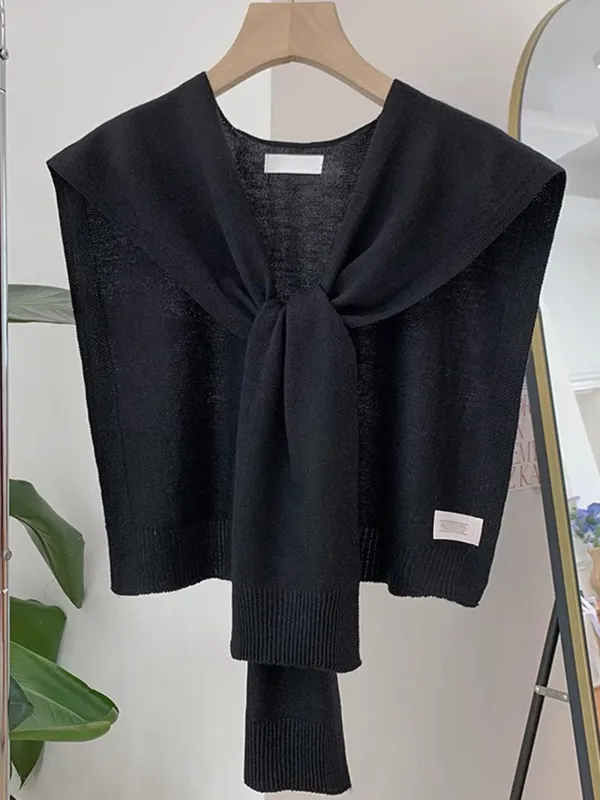 Wool Textured Knit Shawl Scarf sold by Lintico