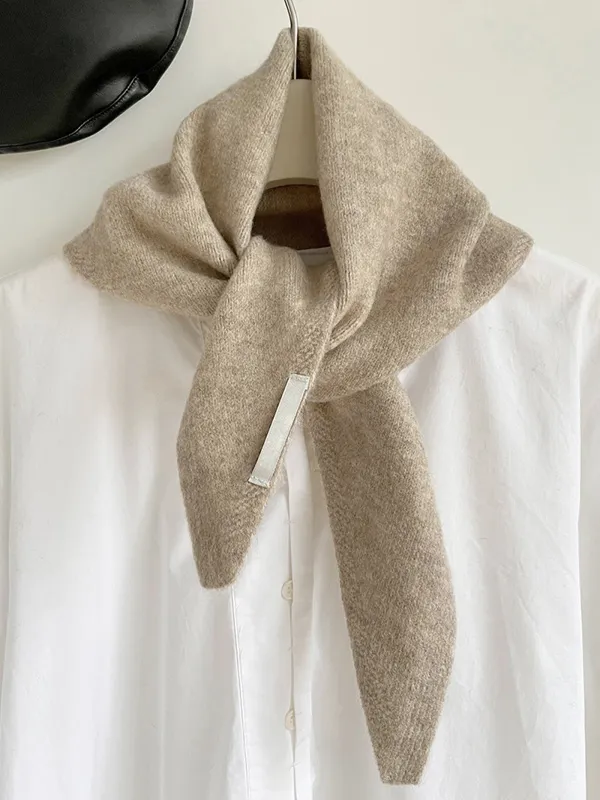Merino Wool Knitted Triangle Scarf sold by Lintico