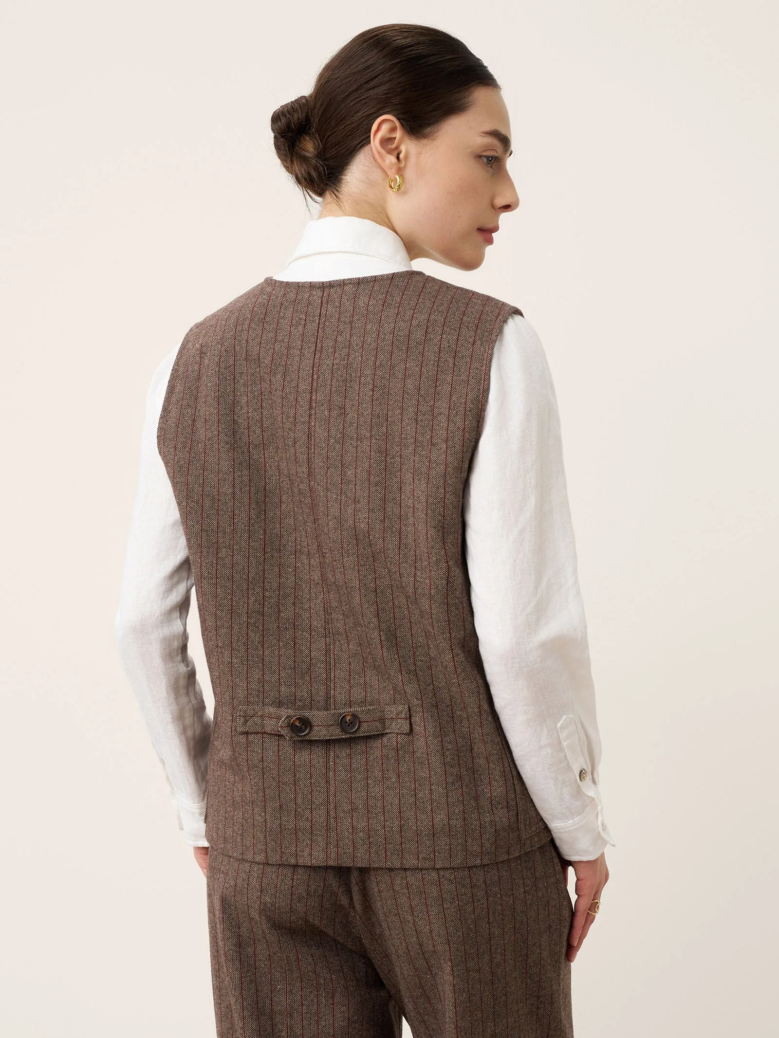 Wool Striped V-Neck Button-Detail Vest ELUNED sold by Lintico product image thumbnail 3