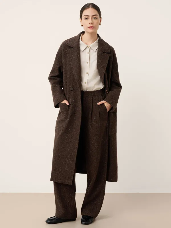 Wool Silk Double-Breasted Lapel Coat SAPPHIRE sold by Lintico