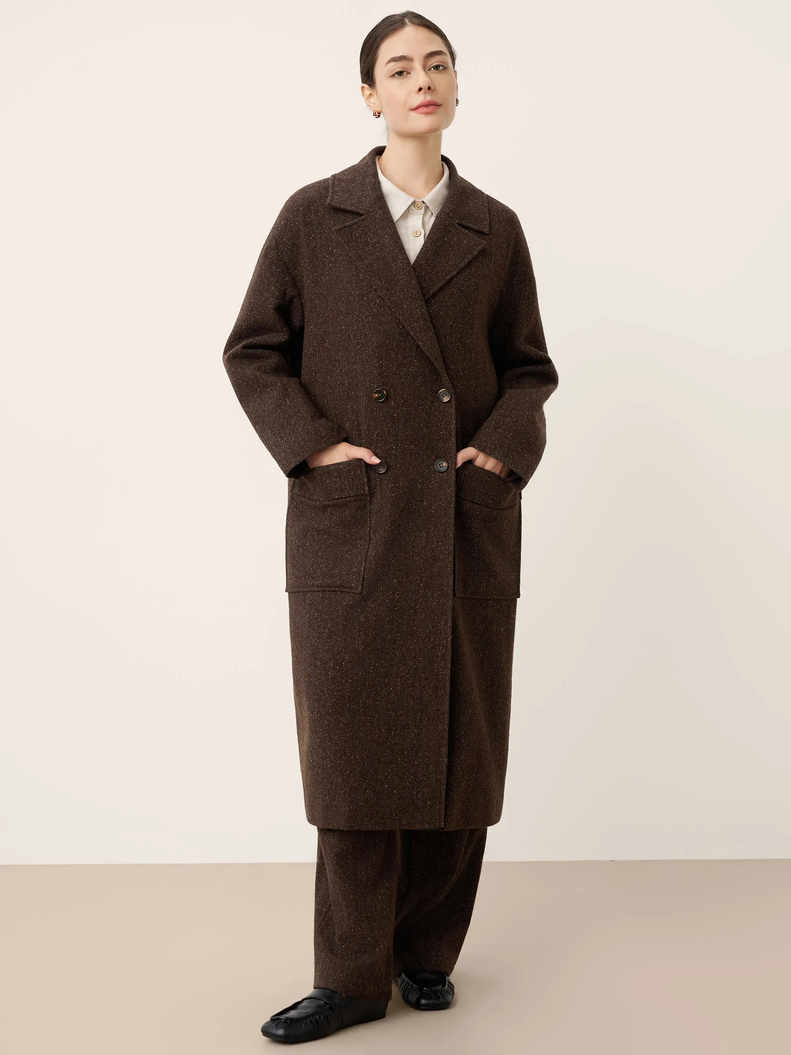 Wool Silk Double-Breasted Lapel Coat SAPPHIRE sold by Lintico product image thumbnail 2