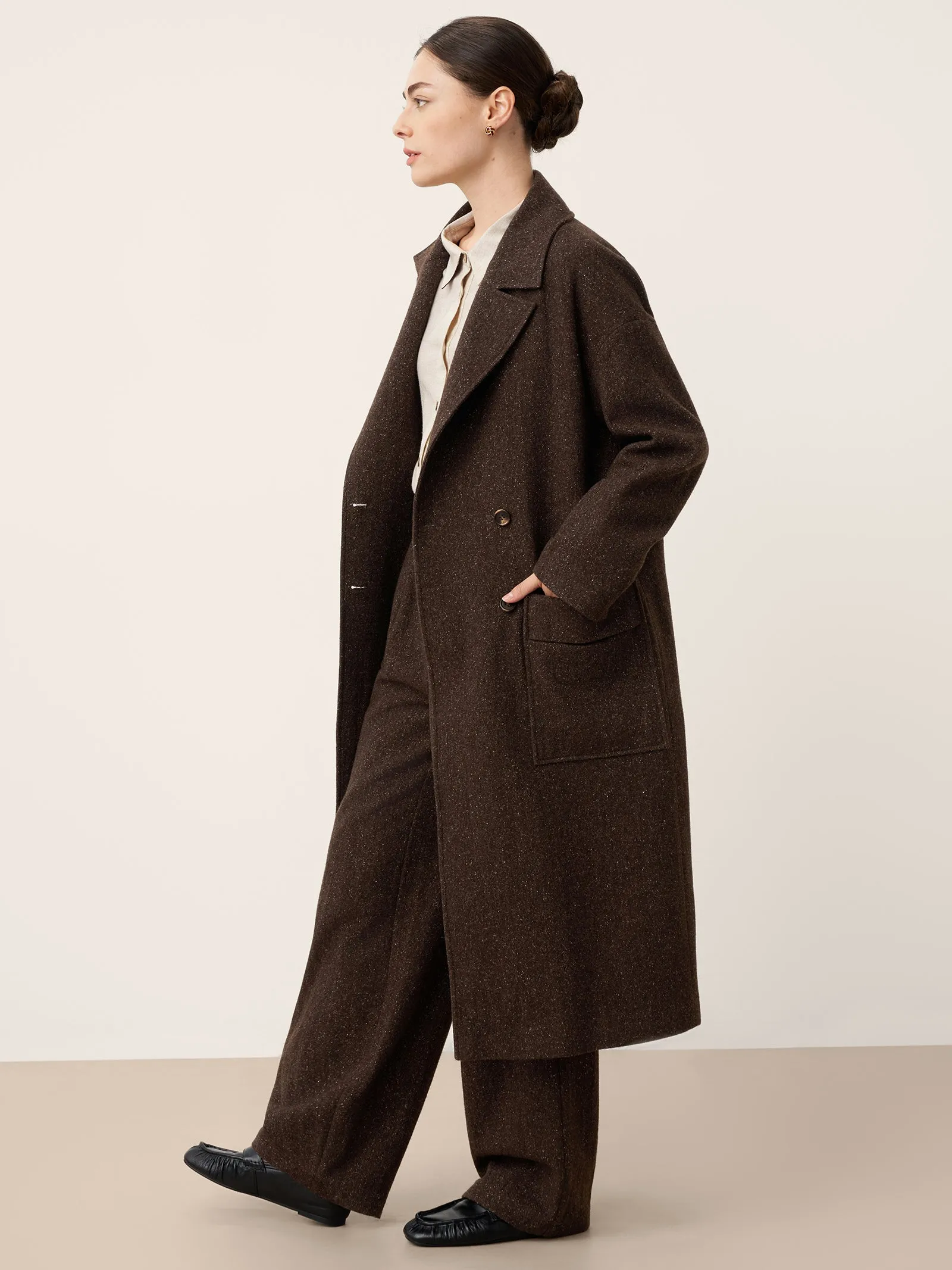 Wool Silk Double-Breasted Lapel Coat SAPPHIRE sold by Lintico product image thumbnail 3