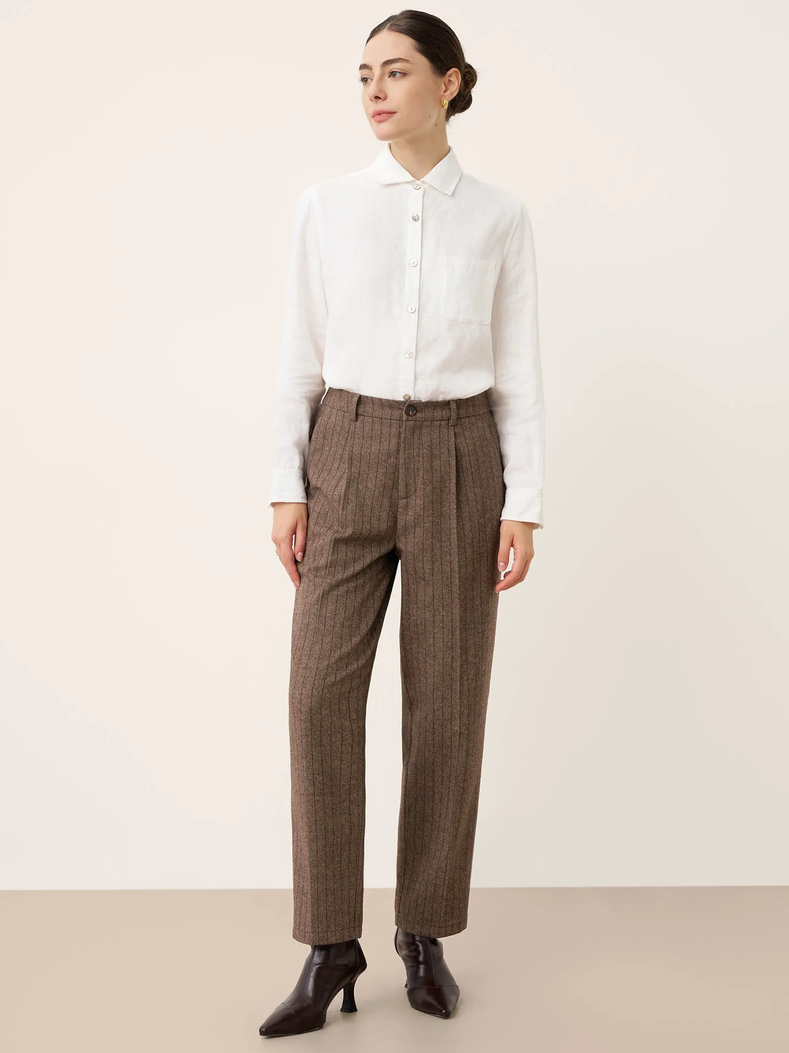 Wool Striped Tapered Tailored Trousers CASSIOPEIA sold by Lintico product image thumbnail 4
