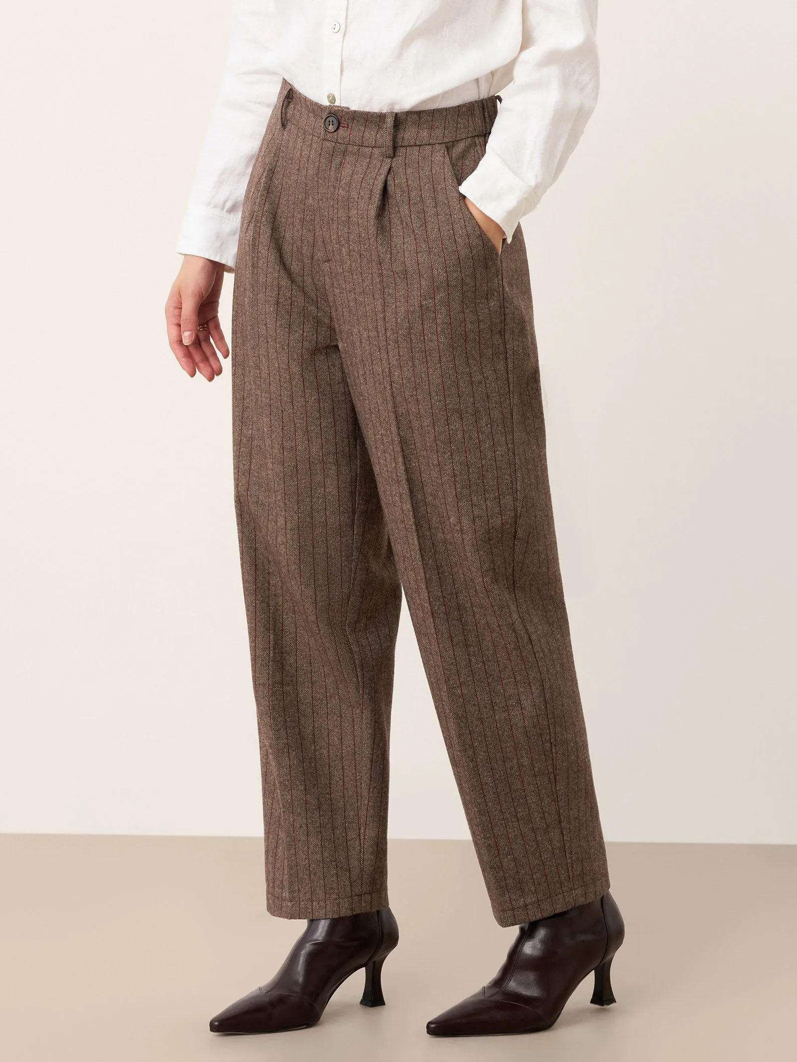 Wool Striped Tapered Tailored Trousers CASSIOPEIA sold by Lintico product image thumbnail 2