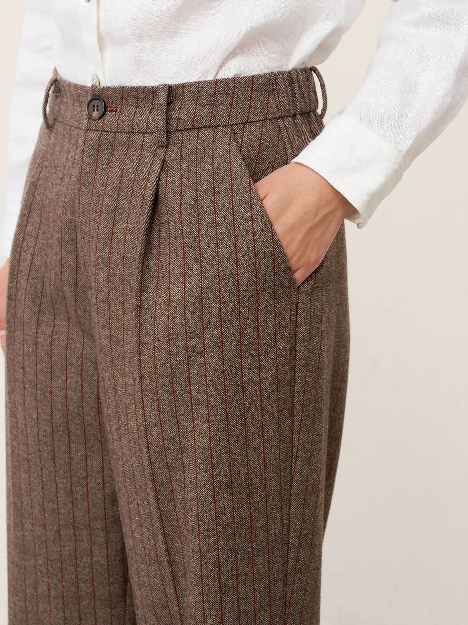 Wool Striped Tapered Tailored Trousers CASSIOPEIA sold by Lintico product image thumbnail 5