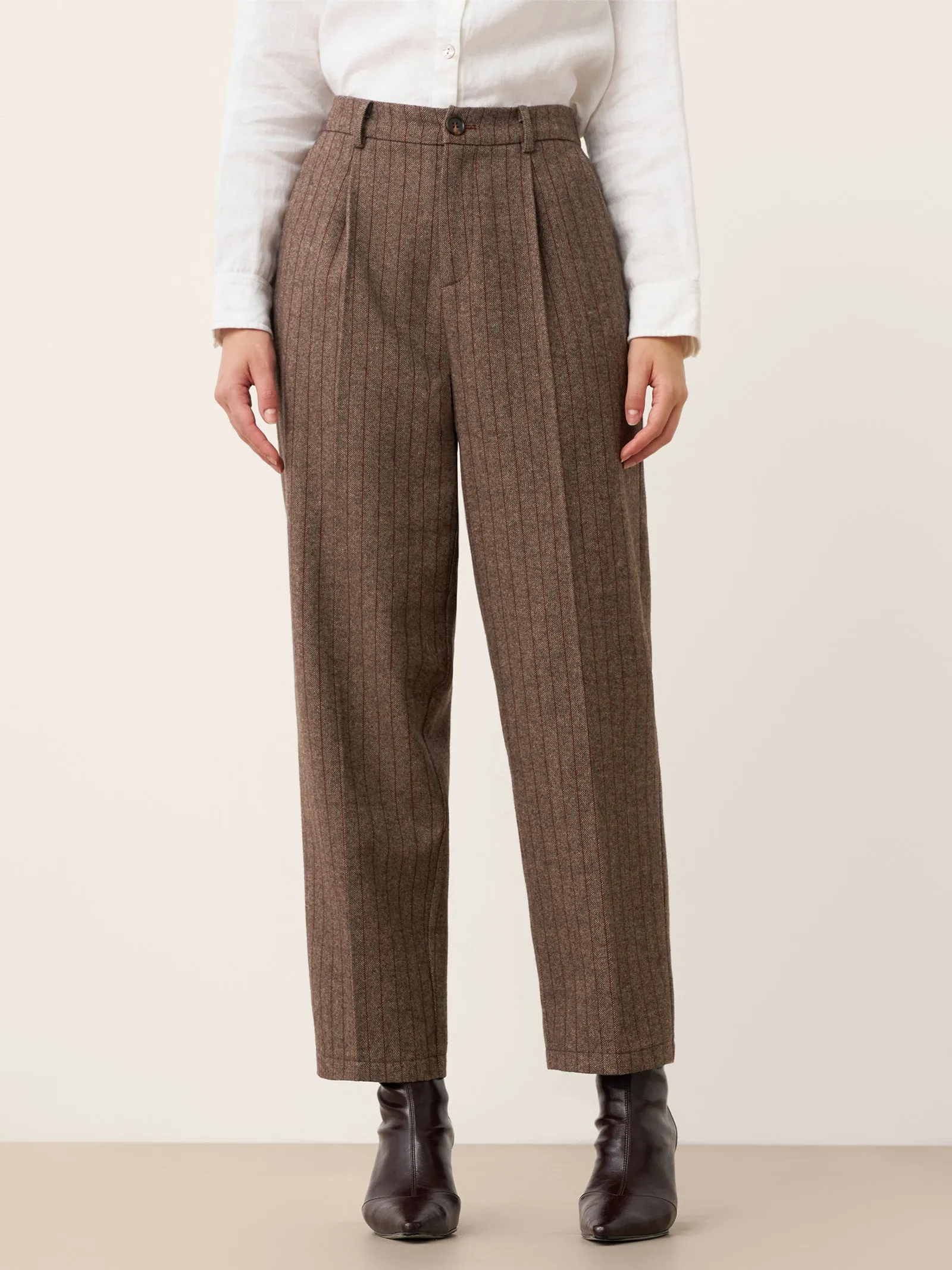 Wool Striped Tapered Tailored Trousers CASSIOPEIA sold by Lintico