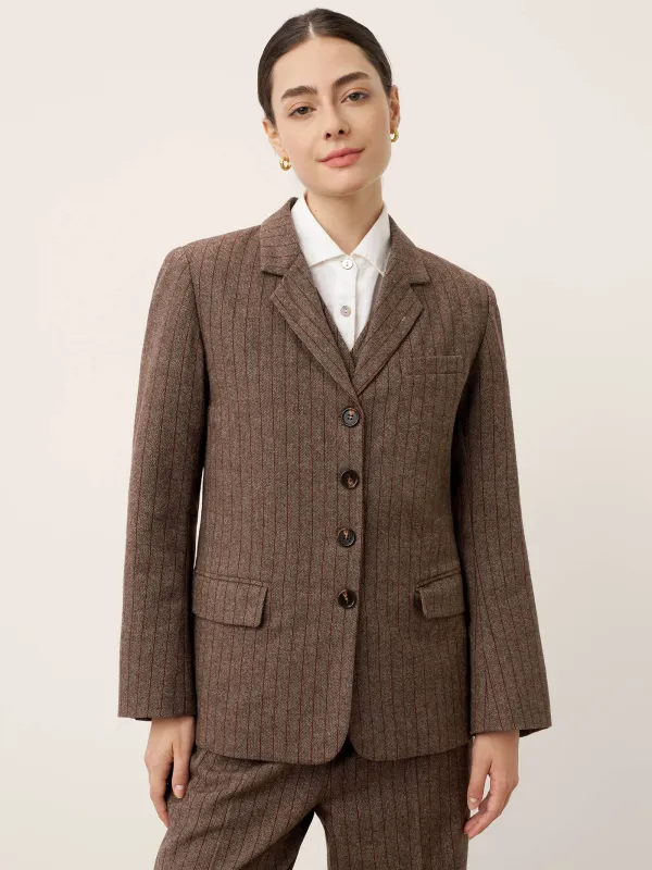 Wool Striped Notched Lapel Suit Blazer DAPHNE sold by Lintico