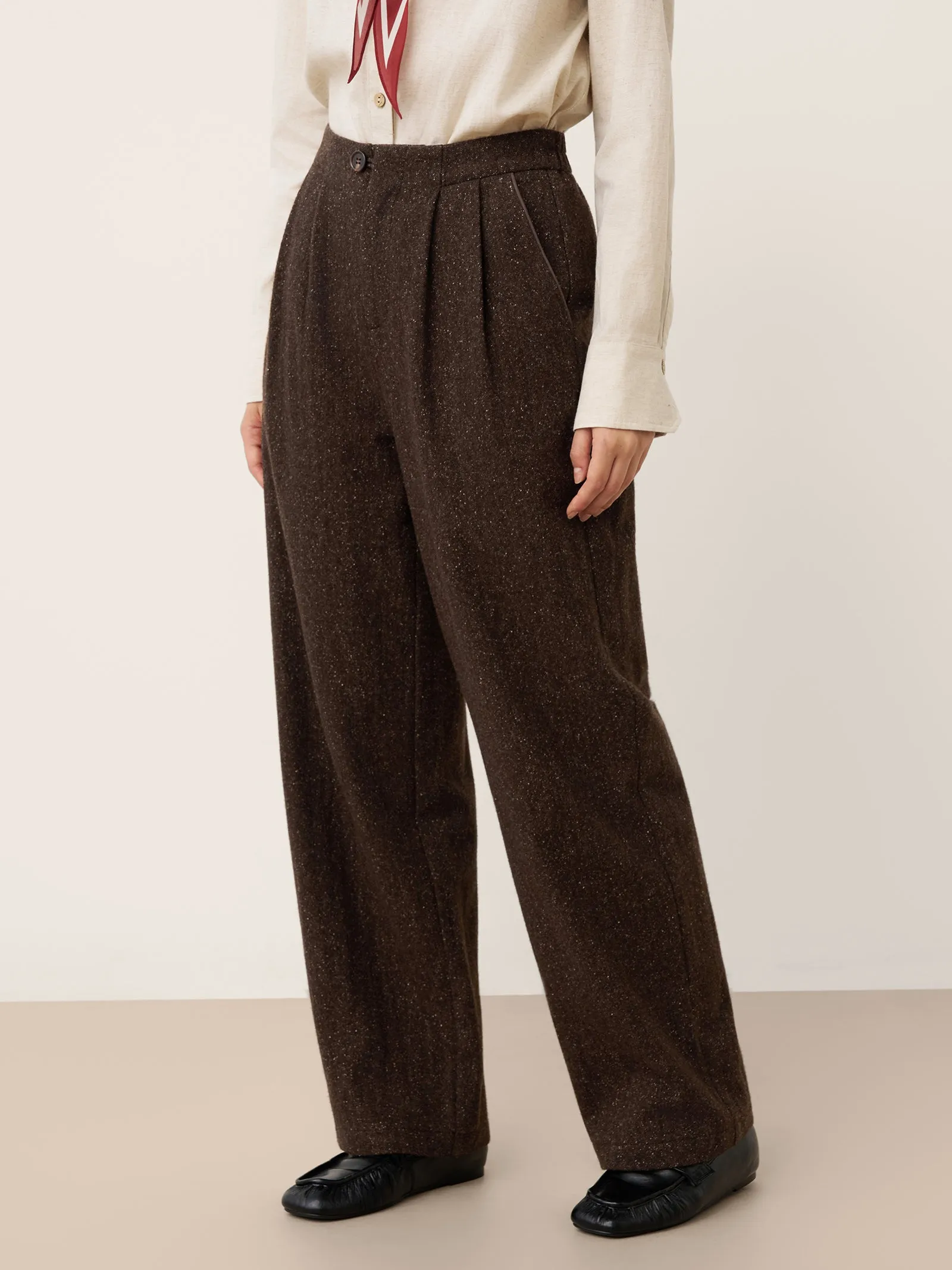 Wool Silk Inverted Pleat Straight-Leg Trousers FLEUR sold by Lintico product image thumbnail 2