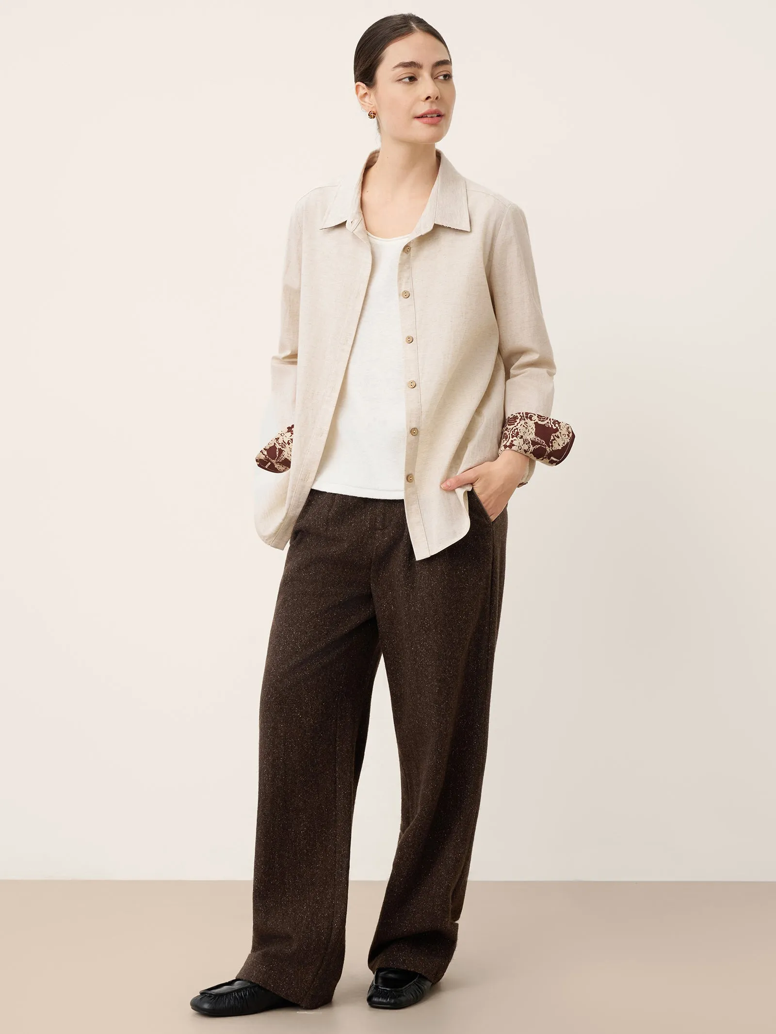 Wool Silk Inverted Pleat Straight-Leg Trousers FLEUR sold by Lintico product image thumbnail 4