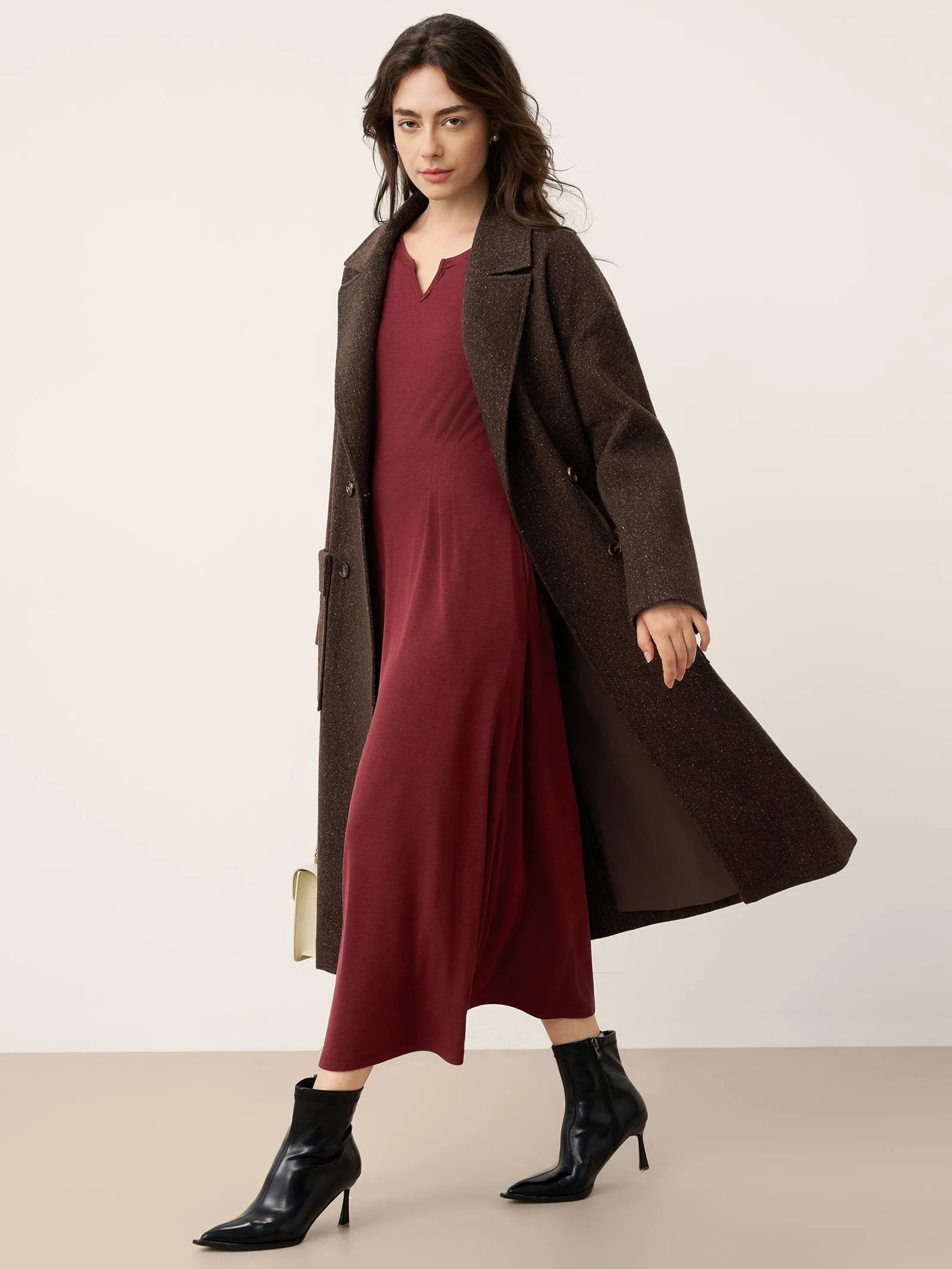 Wool Lyocell Sculpted Inverted Pleat Midi Dress DARIA sold by Lintico product image thumbnail 5