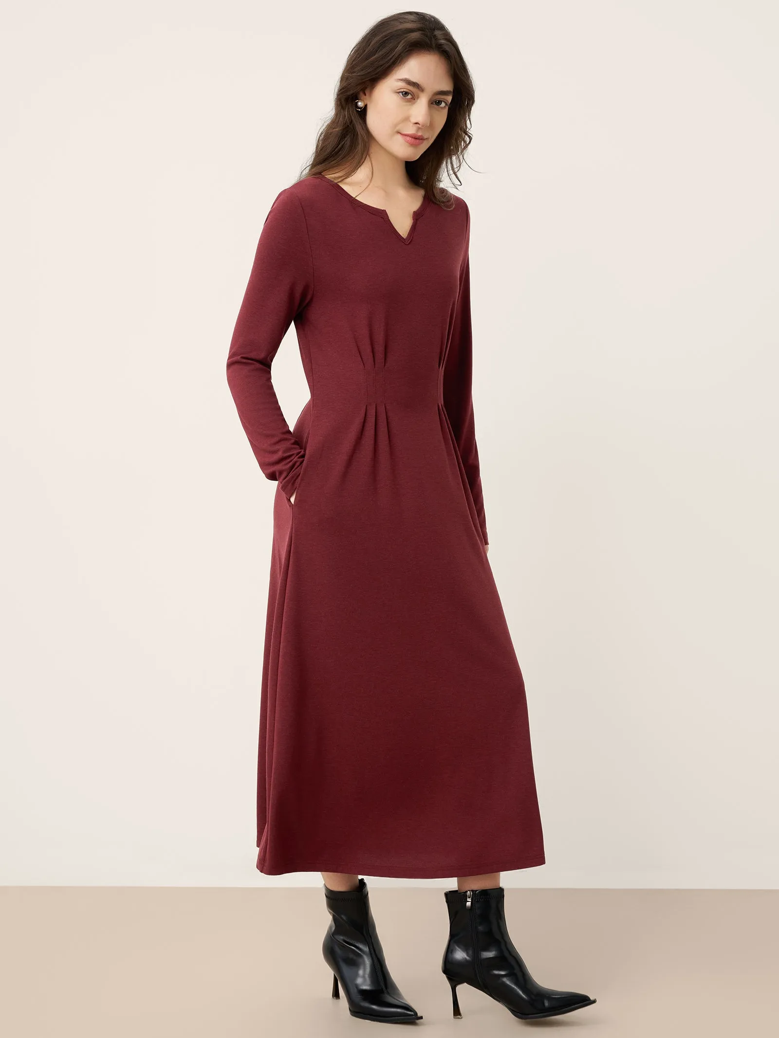 Wool Lyocell Sculpted Inverted Pleat Midi Dress DARIA sold by Lintico product image thumbnail 3
