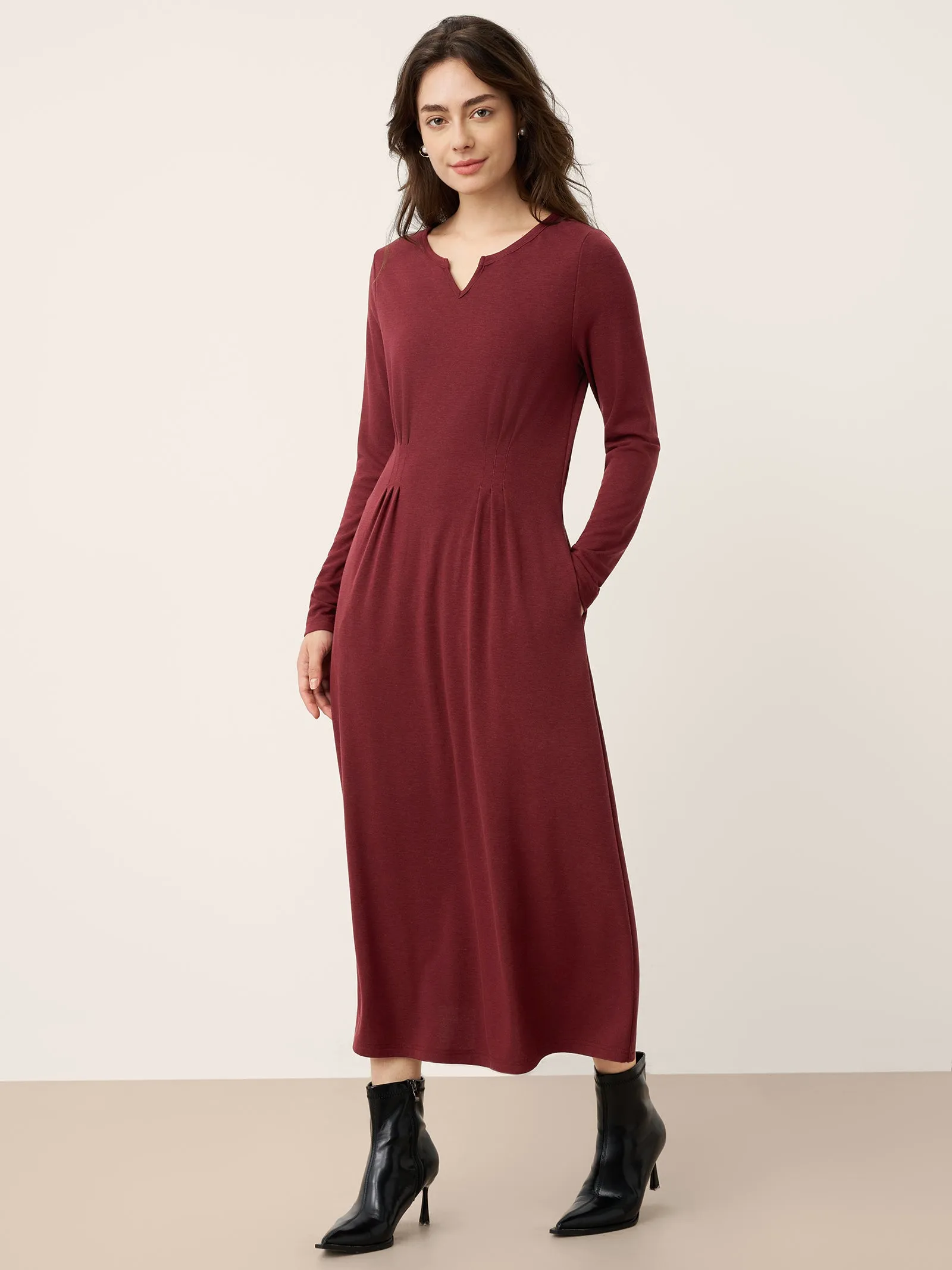 Wool Lyocell Sculpted Inverted Pleat Midi Dress DARIA sold by Lintico product image thumbnail 4