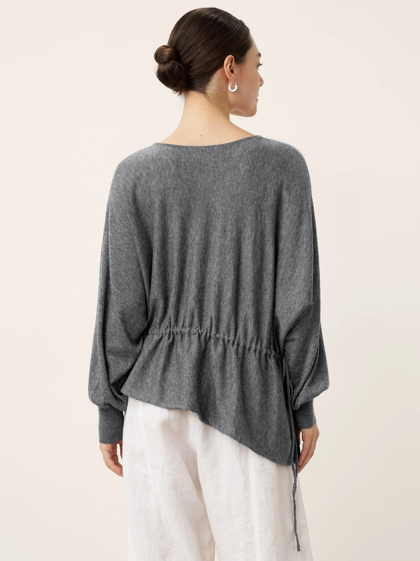 Merino Wool Asymmetric Drawstring Hem Loose Top WREN sold by Lintico product image thumbnail 3