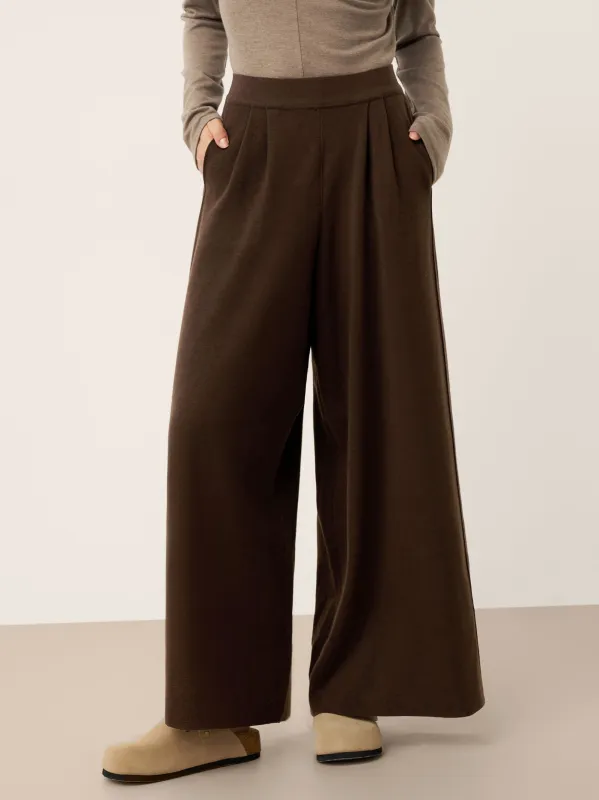 Merino Wool Elastic Waist Relaxed Straight-Leg Pants YVETTE sold by Lintico