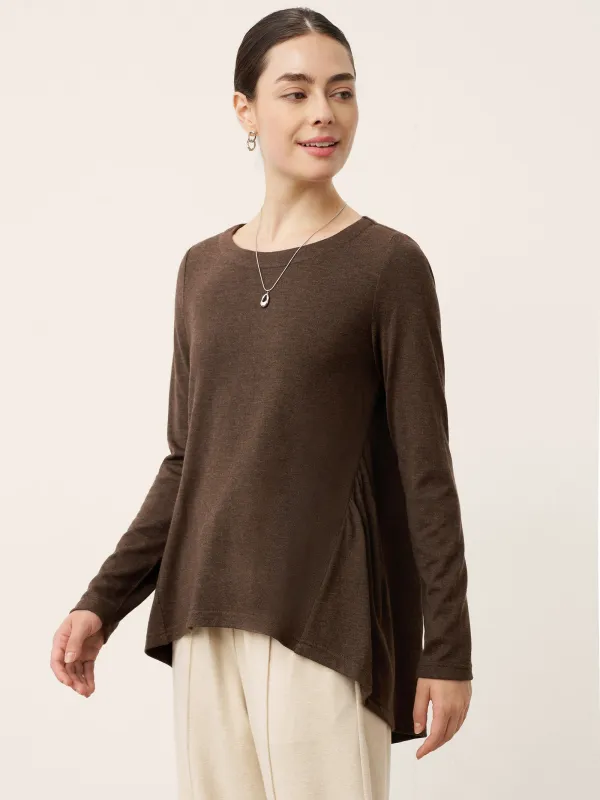 Wool Panelled Ruched Asymmetric Hem Top KALISTA sold by Lintico