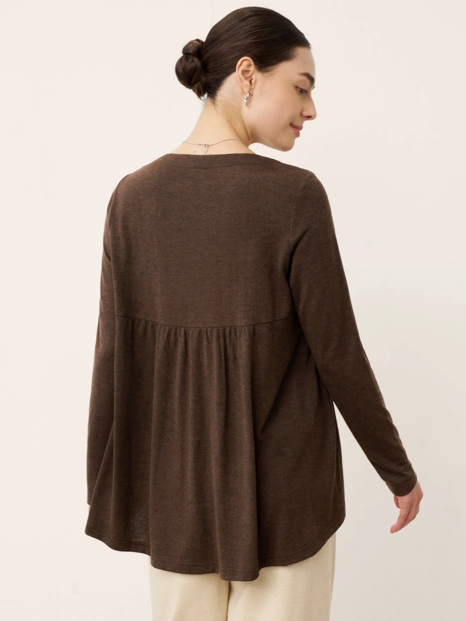 Wool Panelled Ruched Asymmetric Hem Top KALISTA sold by Lintico product image thumbnail 2