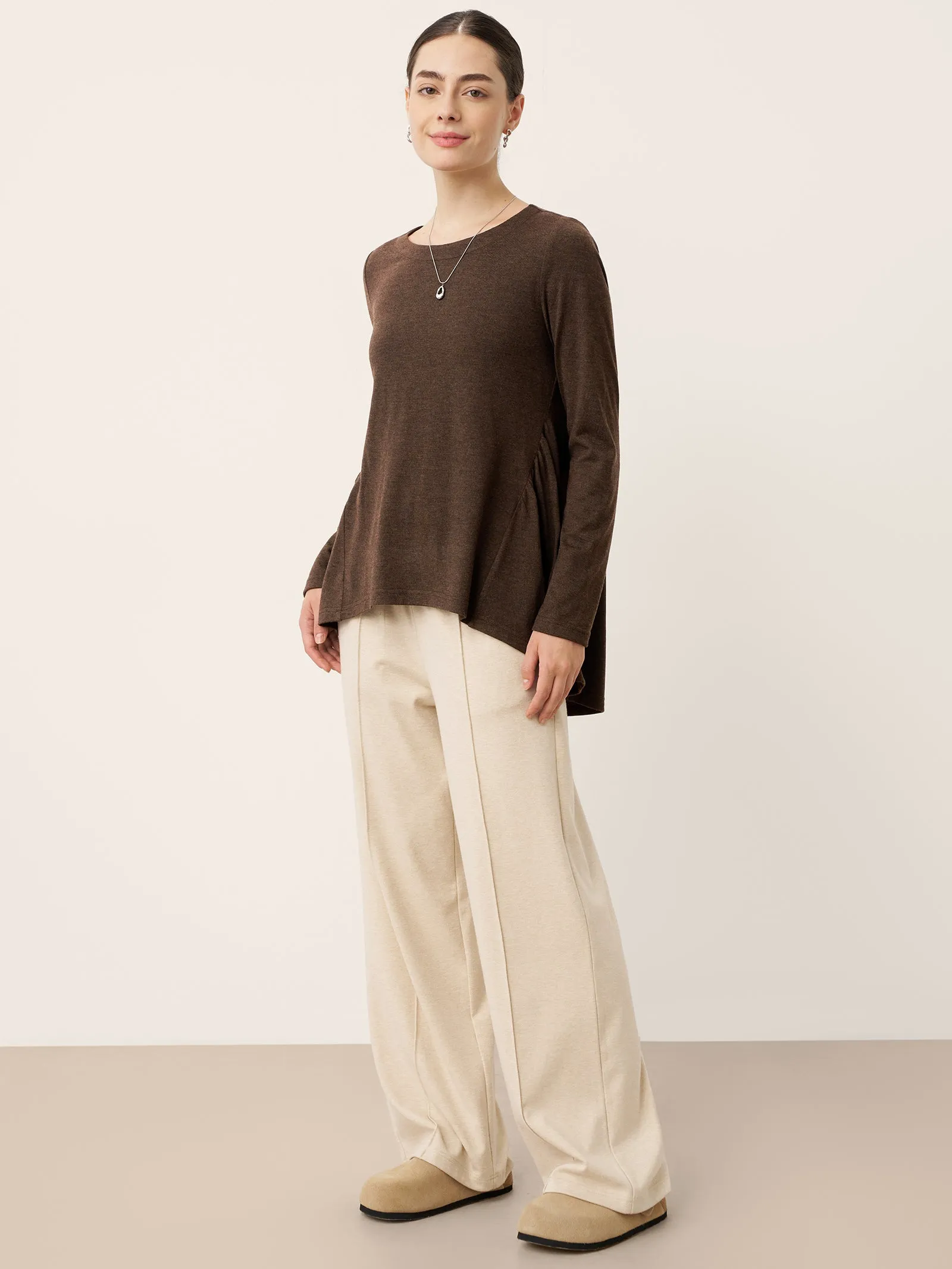 Wool Panelled Ruched Asymmetric Hem Top KALISTA sold by Lintico product image thumbnail 5