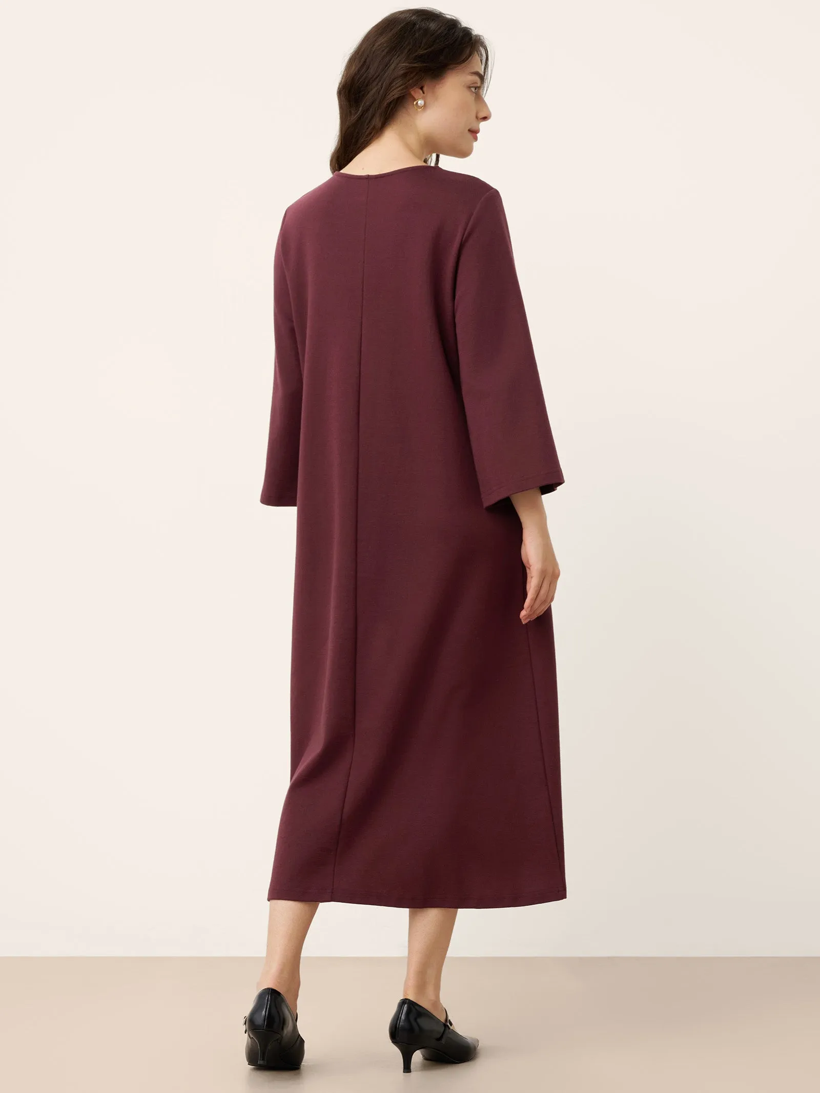 Cotton Asymmetric V-Neck Pleat Maxi Dress BELLATRIX sold by Lintico product image thumbnail 4