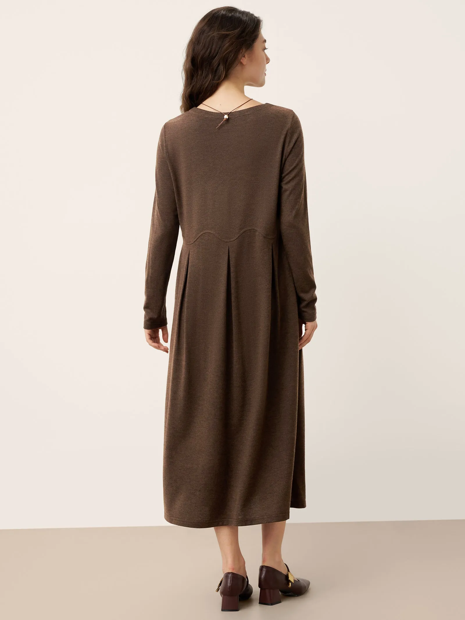 Wool Arc-Panel Sculpted Pleats Maxi Dress CALISTA sold by Lintico product image thumbnail 3