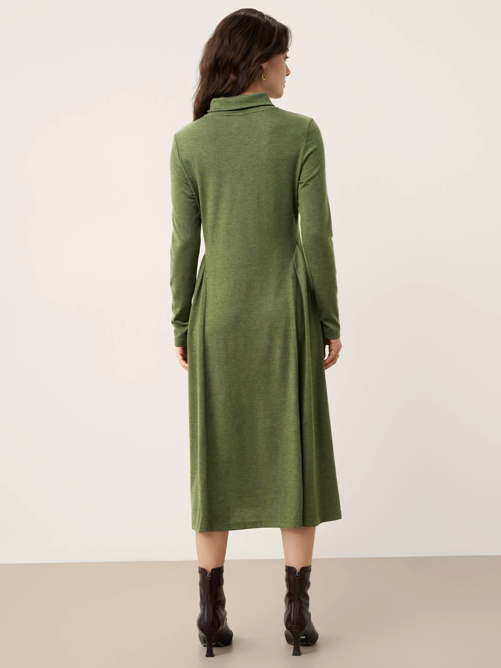 Wool Sculpted Pleats Turtleneck Maxi Dress BRIAR sold by Lintico product image thumbnail 3