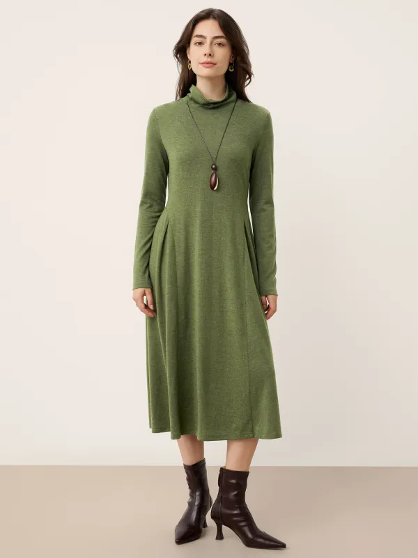 Wool Sculpted Pleats Turtleneck Maxi Dress BRIAR sold by Lintico