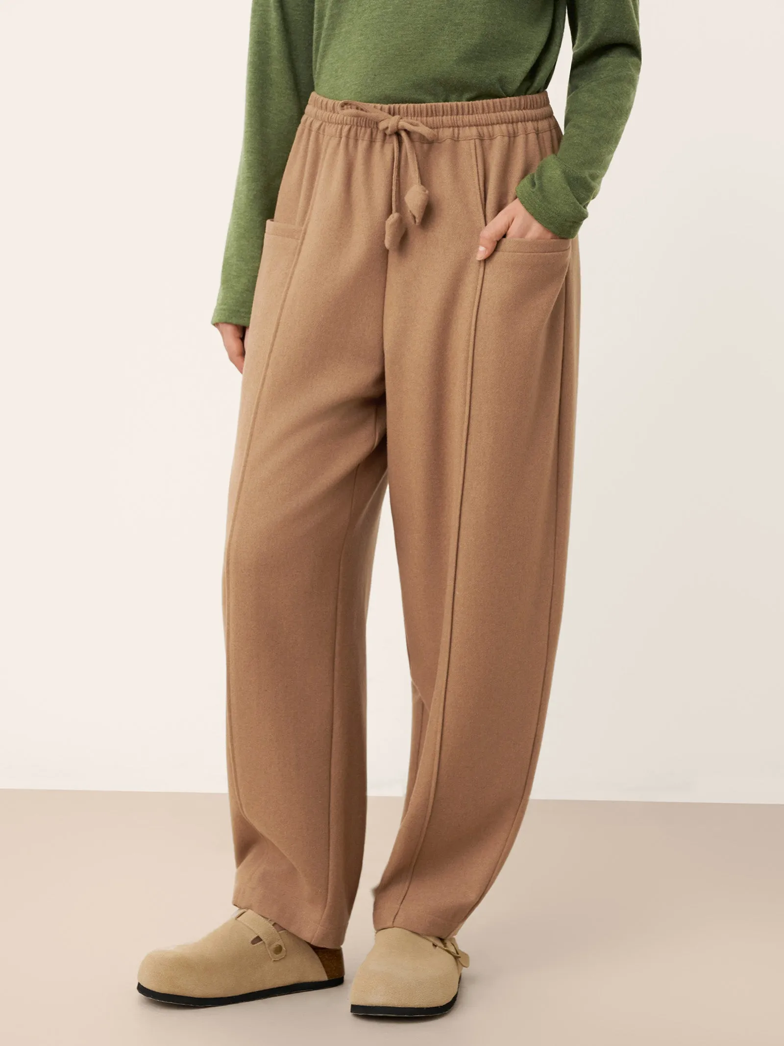 Wool Drawstring Patch Pocket Pants PRISCILLA sold by Lintico