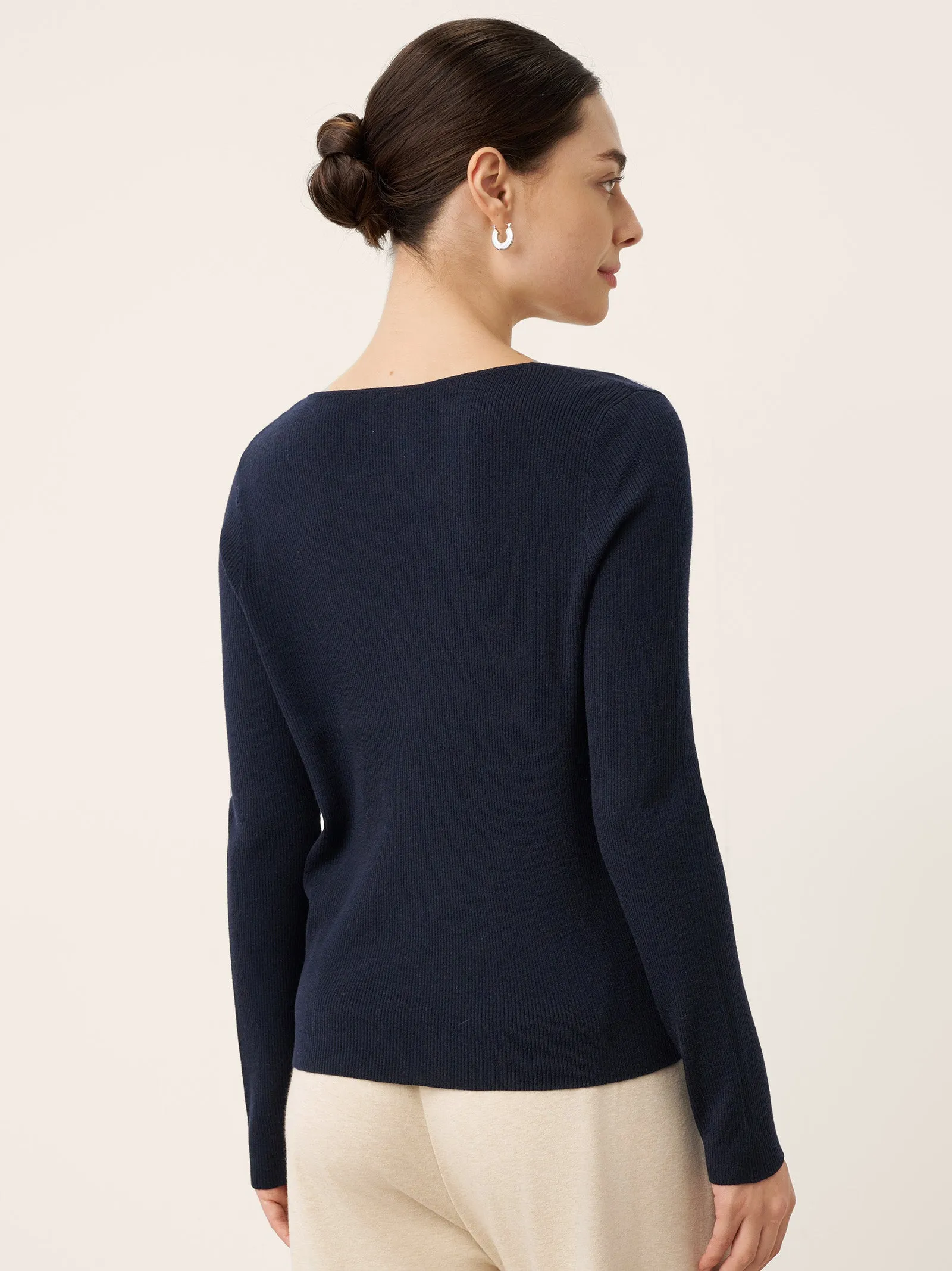 Merino Wool Knot Detail Asymmetric Cutout Top QUINNLEY sold by Lintico product image thumbnail 2