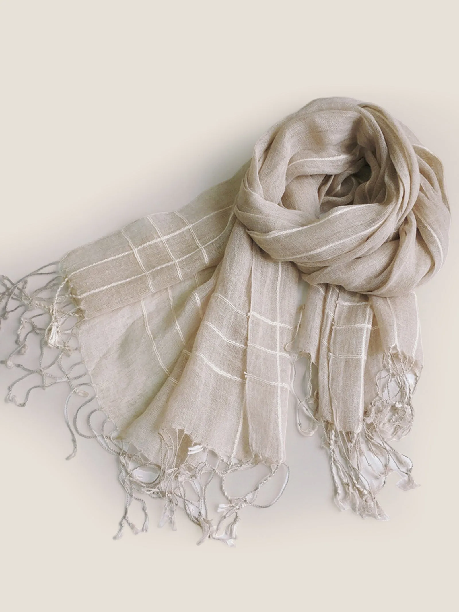 Linen Checkered Lightweight Scarf sold by Lintico product image thumbnail 3