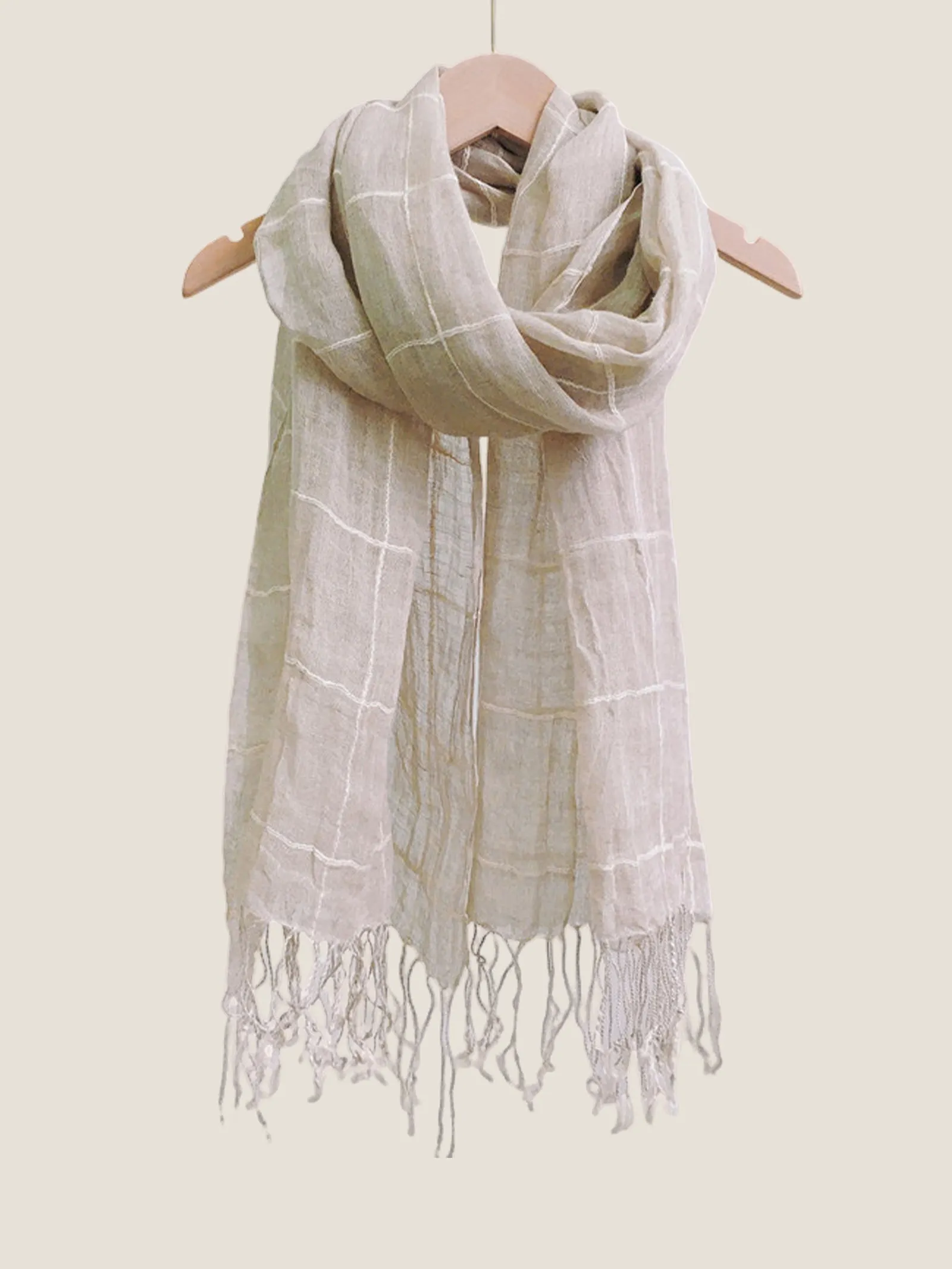 Linen Checkered Lightweight Scarf sold by Lintico product image thumbnail 2