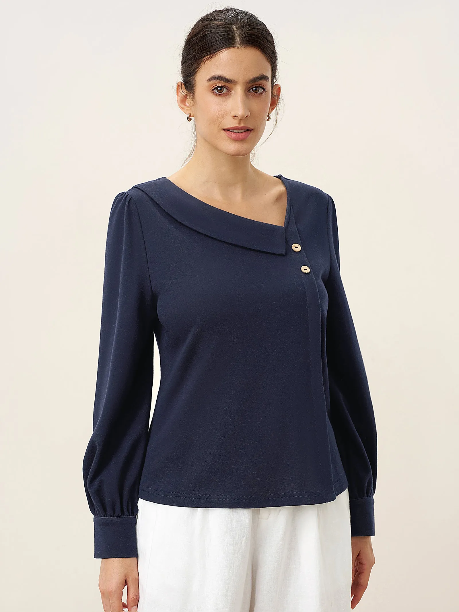 Cotton Crescent-Neck Button Top TAHNEE sold by Lintico product image thumbnail 2
