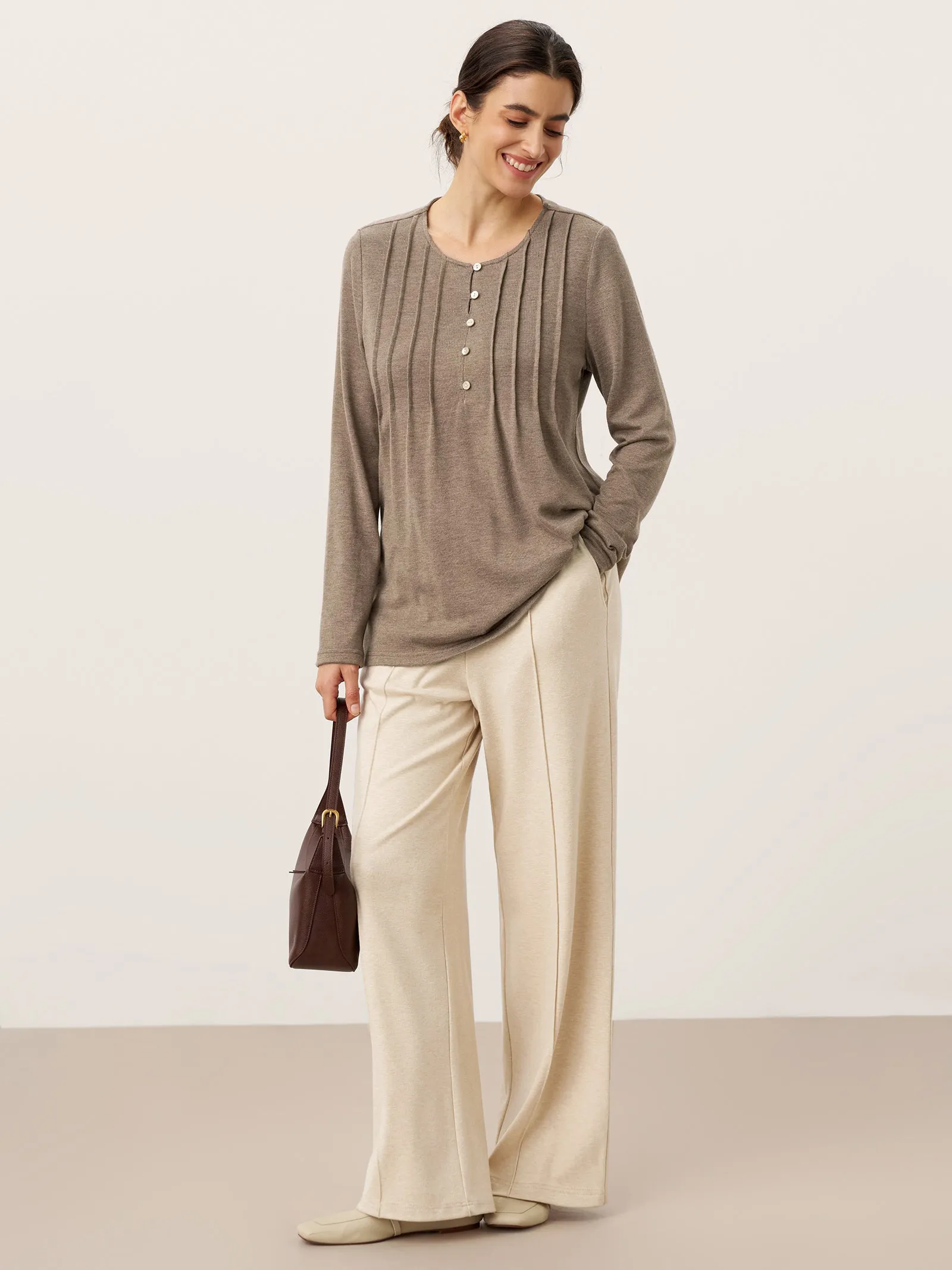 Lyocell-Blend Sculpted Pin-Tuck Drawstring Straight Trousers TAMSIN sold by Lintico product image thumbnail 5