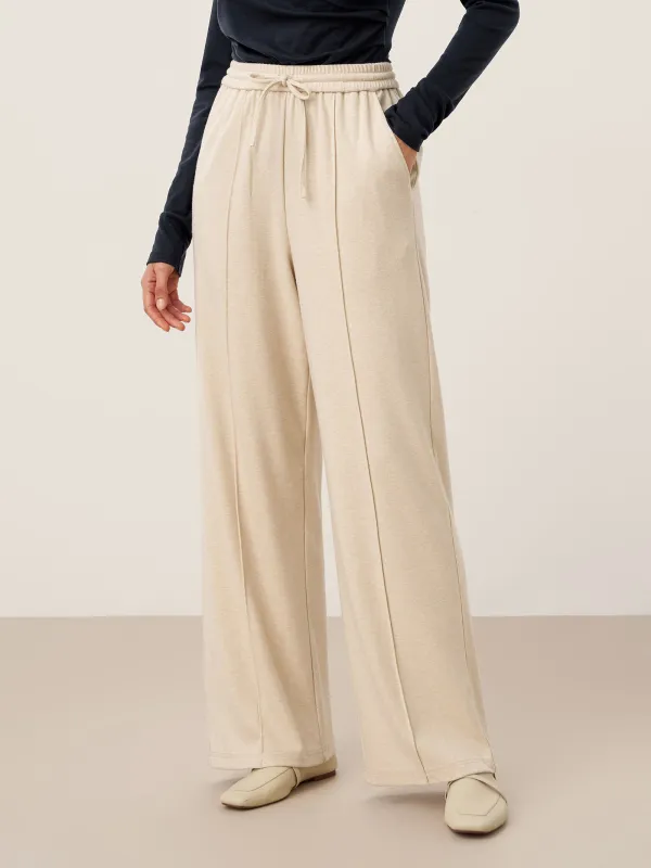 Wool Lyocell Sculpted Pin-Tuck Drawstring Straight Trousers TAMSIN sold by Lintico
