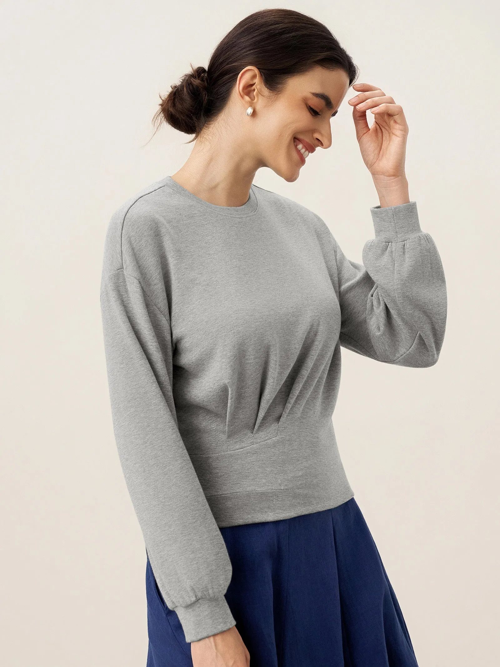 Asymmetric Ruched Stretch Knit Top CALLIOPE sold by Lintico product image thumbnail 2