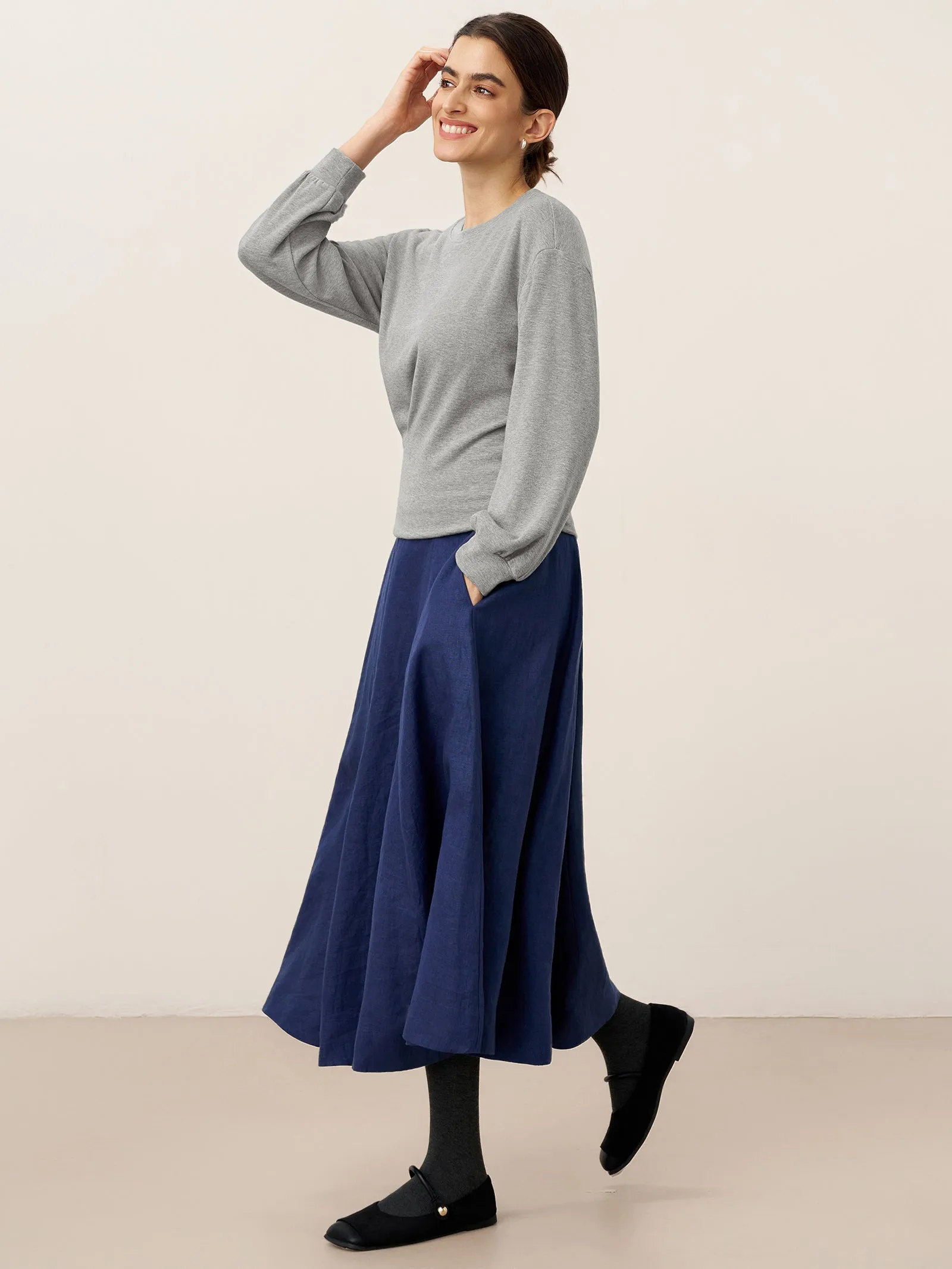 Asymmetric Ruched Stretch Knit Top CALLIOPE sold by Lintico product image thumbnail 4