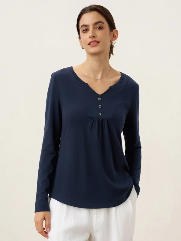 Bamboo Viscose Textured Pleated Shell Accent Stretch Top ZINNIA made by Lintico