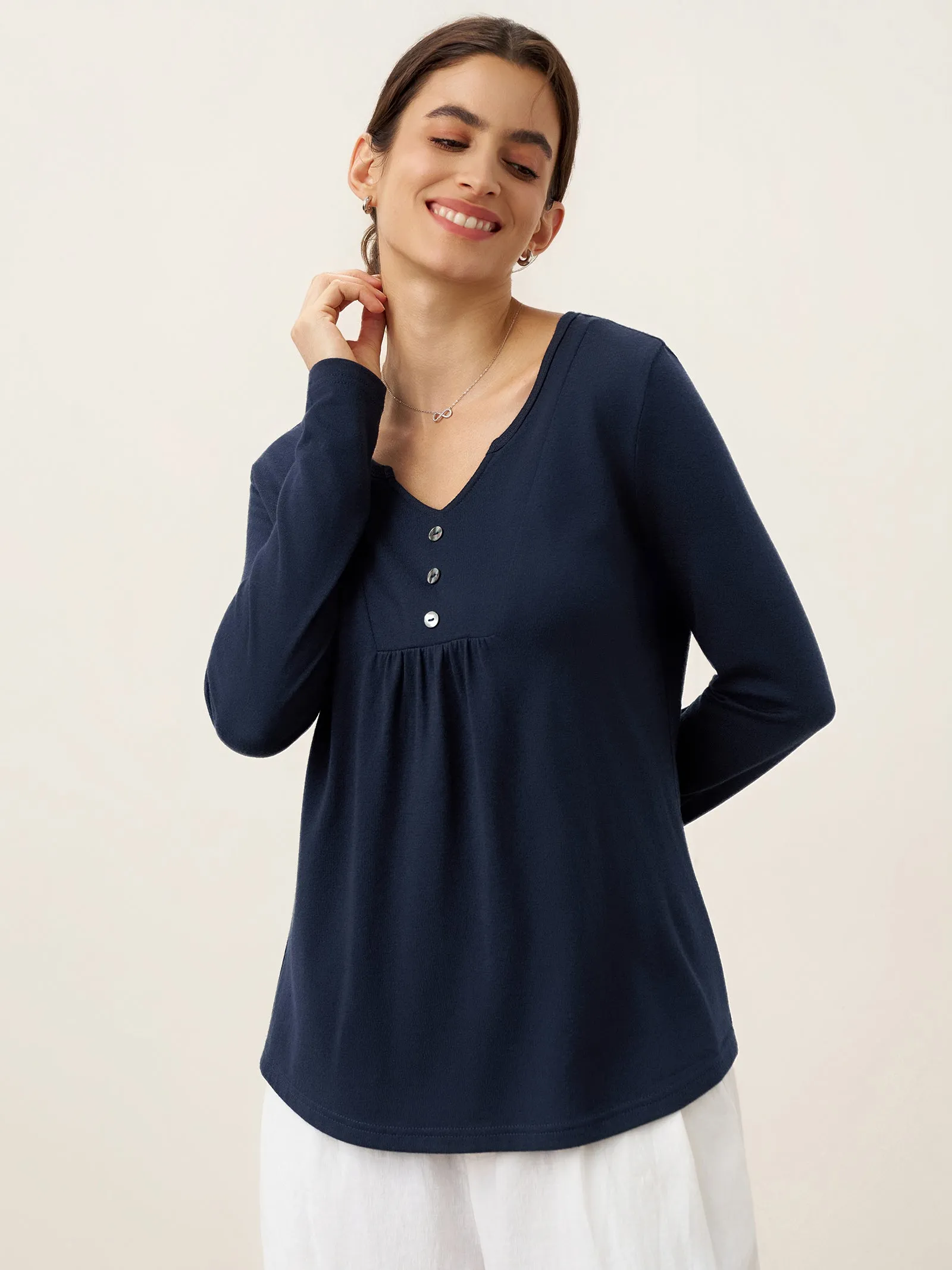 Cashmere-Blend Textured Pleated Shell Accent Stretch Top ZINNIA sold by Lintico product image thumbnail 4
