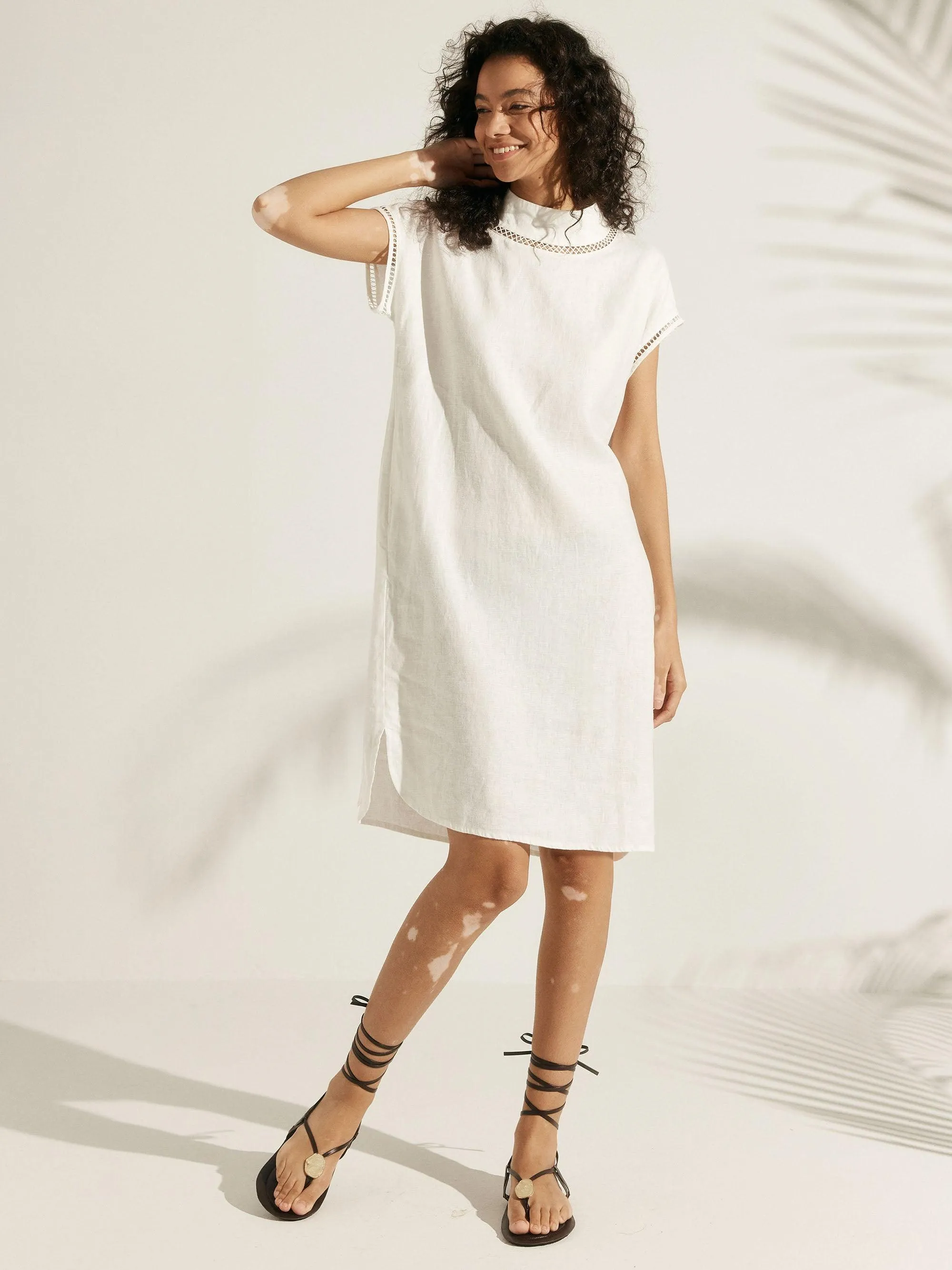 100% Linen Cutout Turtleneck Mini Dress ZAHRA sold by Lintico product image thumbnail 5