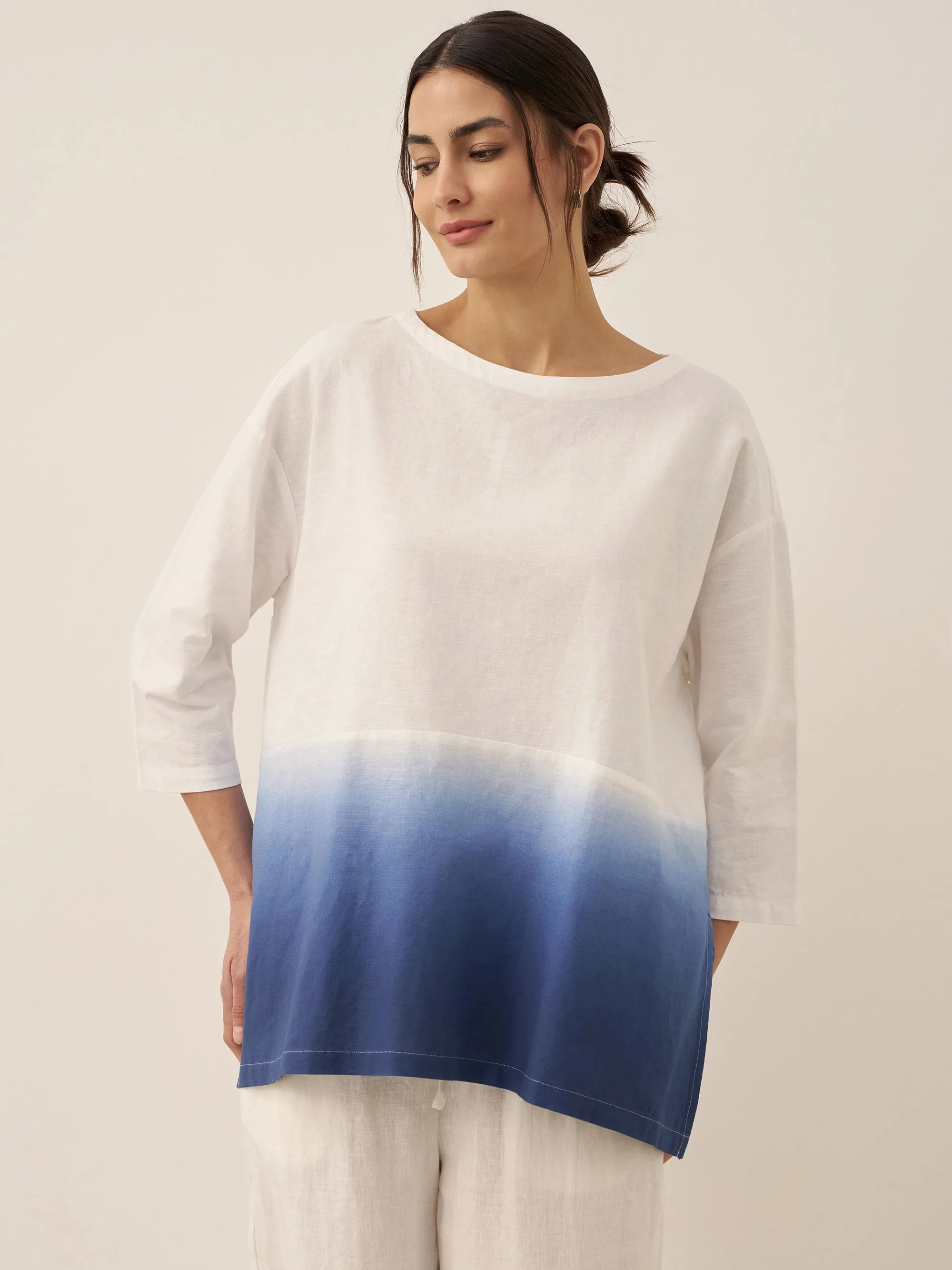Linen White Boat Neck Oversized Top AVA sold by Lintico product image thumbnail 2