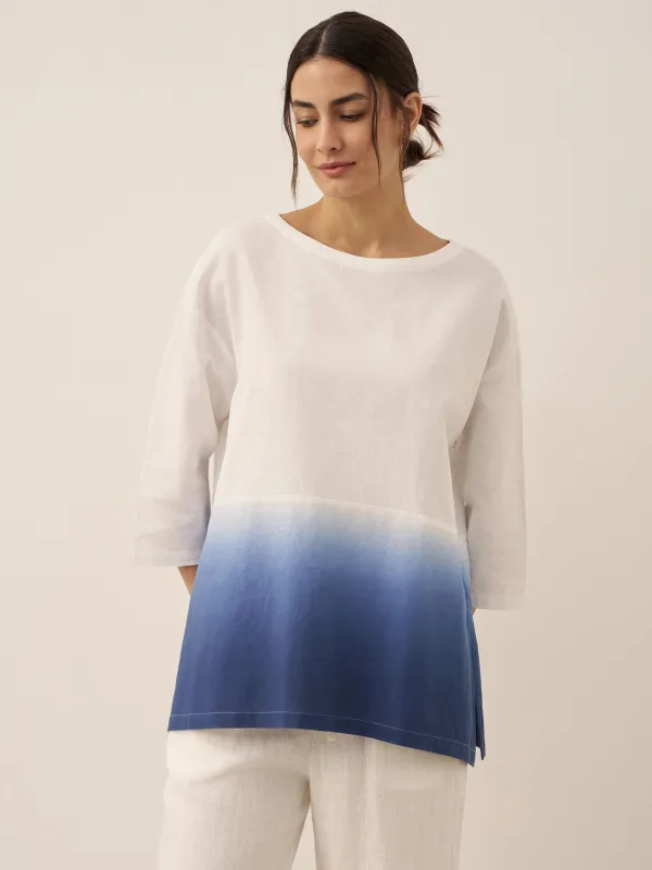Linen White Boat Neck Oversized Top AVA sold by Lintico