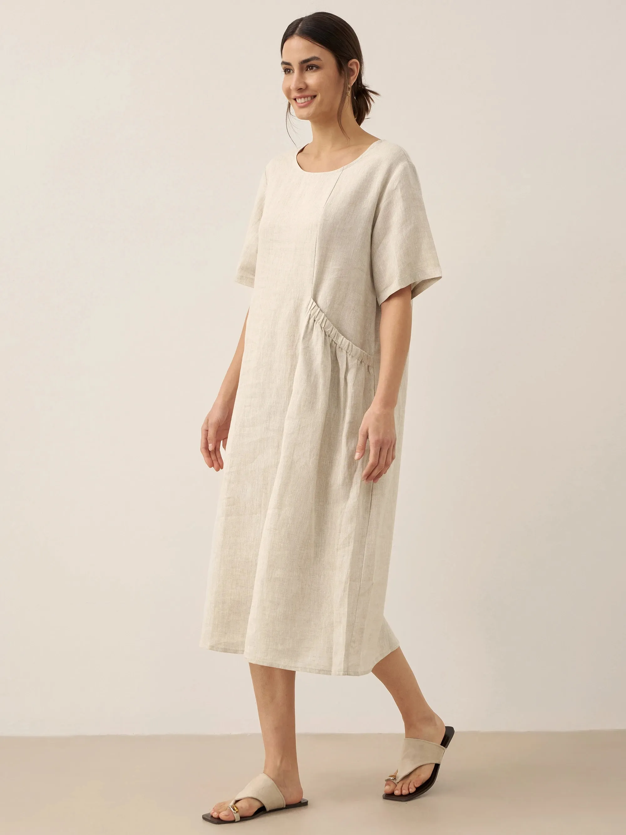 100% Linen Pocket Caftan Midi-Dress ESME sold by Lintico product image thumbnail 4