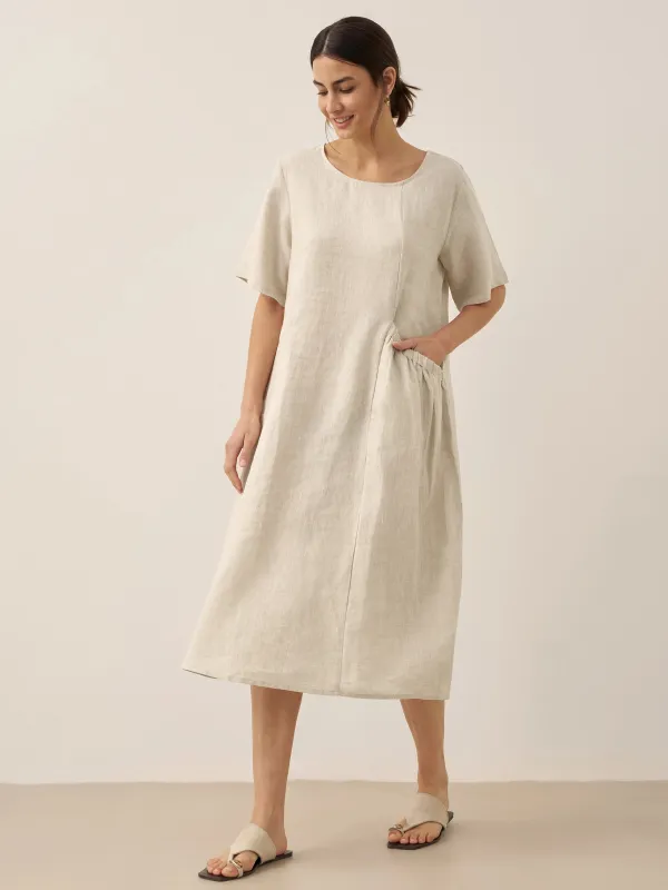 100% Linen Pocket Caftan Midi-Dress ESME sold by Lintico